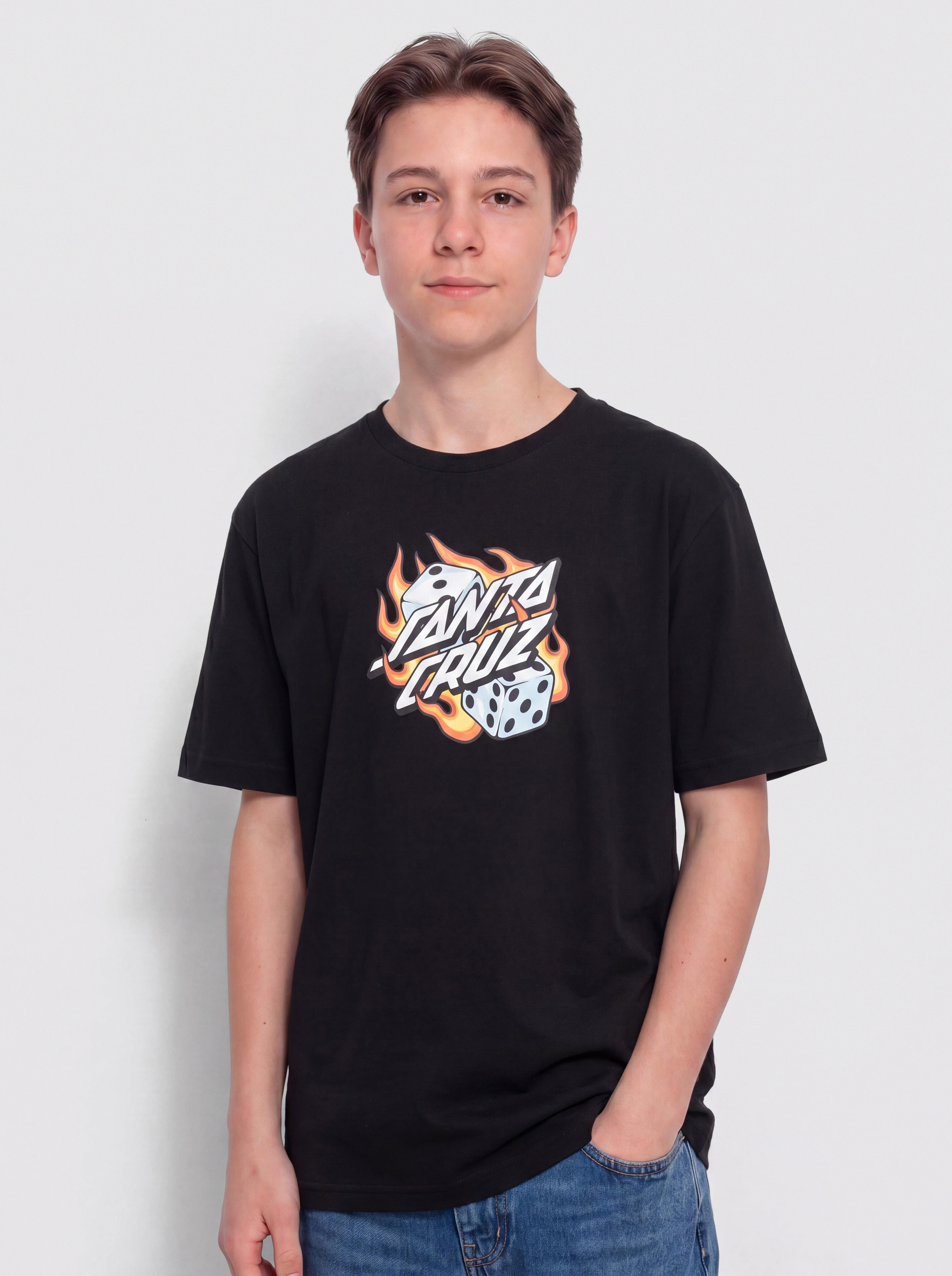 Тениска Santa Cruz Flaming Dice Dot JR