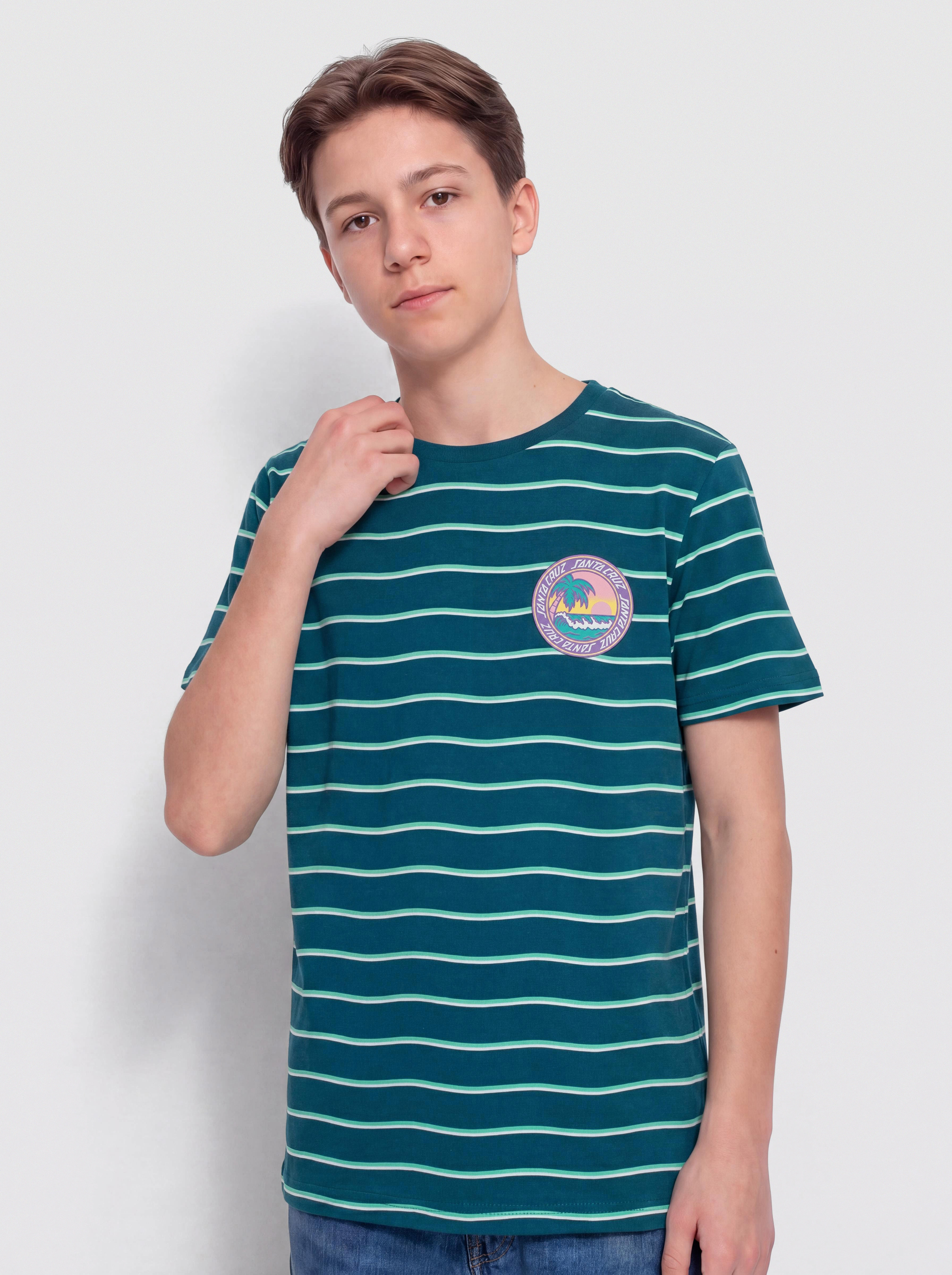 Тениска Santa Cruz Paradise Break JR (tidal teal wave stripe)