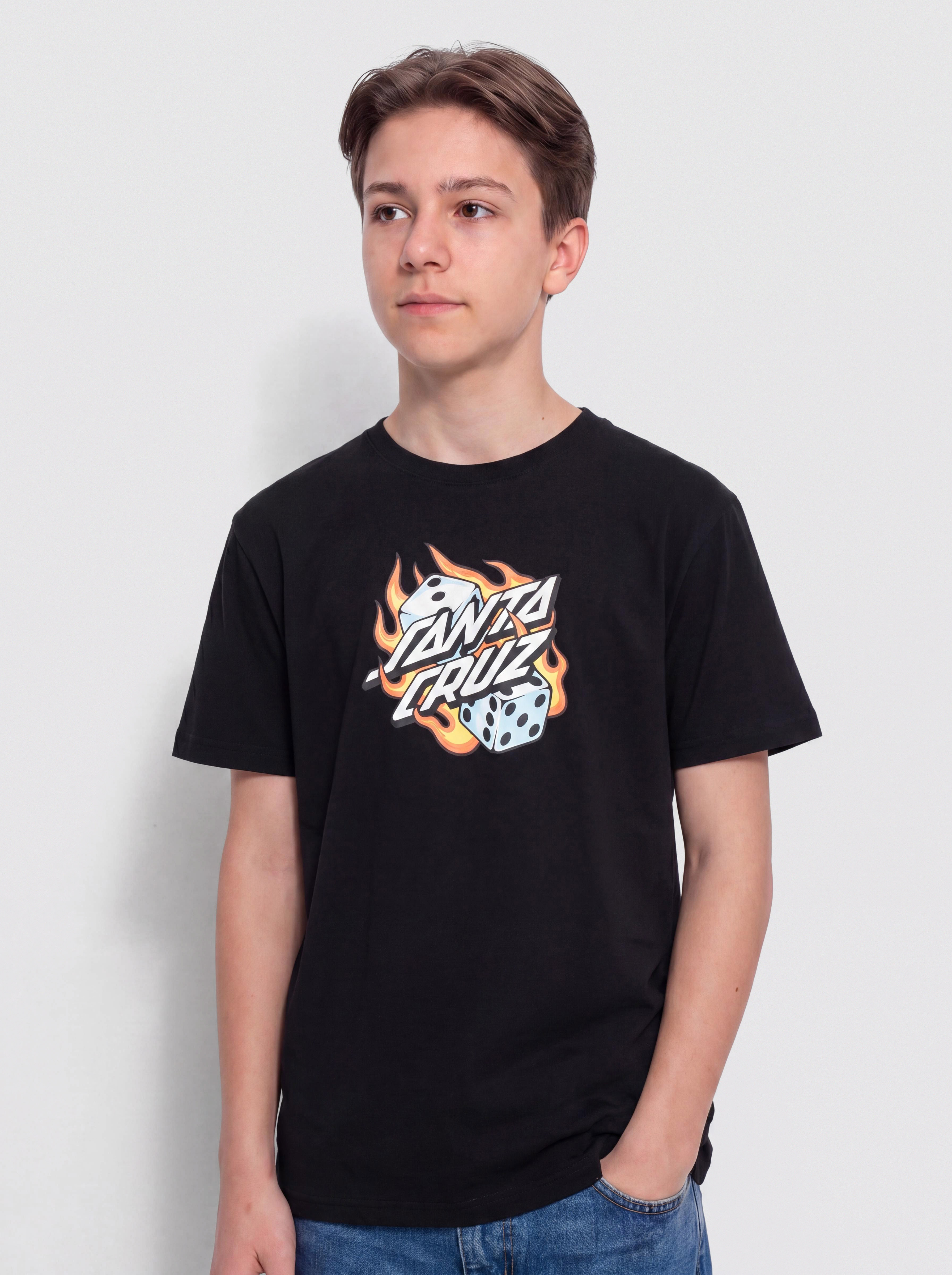 Тениска Santa Cruz Flaming Dice Dot JR (black)