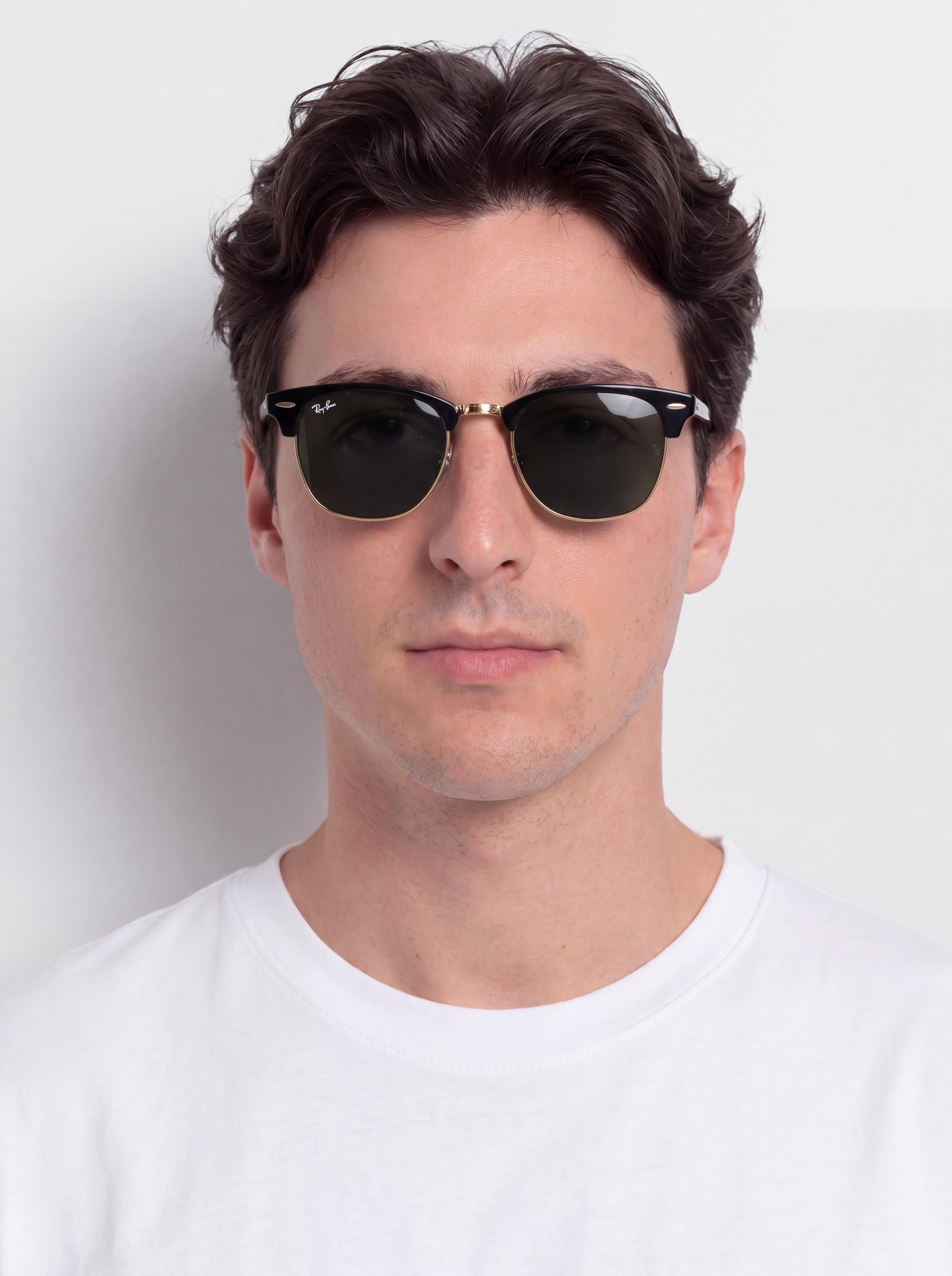 Слънчеви очила Ray-Ban Clubmaster Classic (polerowany czarno-złote/zielone g-15)