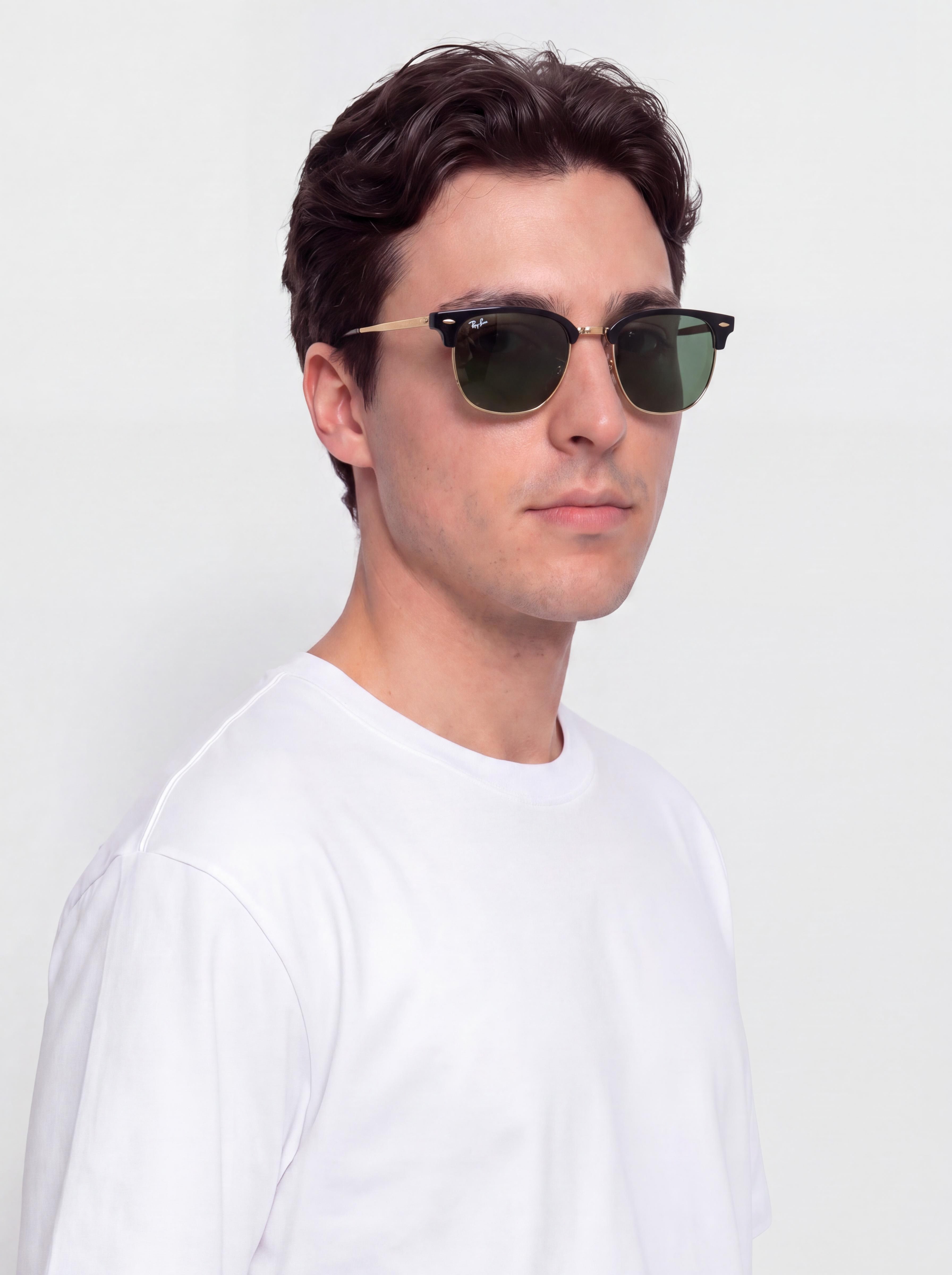 Слънчеви очила Ray-Ban New Clubmaster (polerowany czarno-złote/zielony)