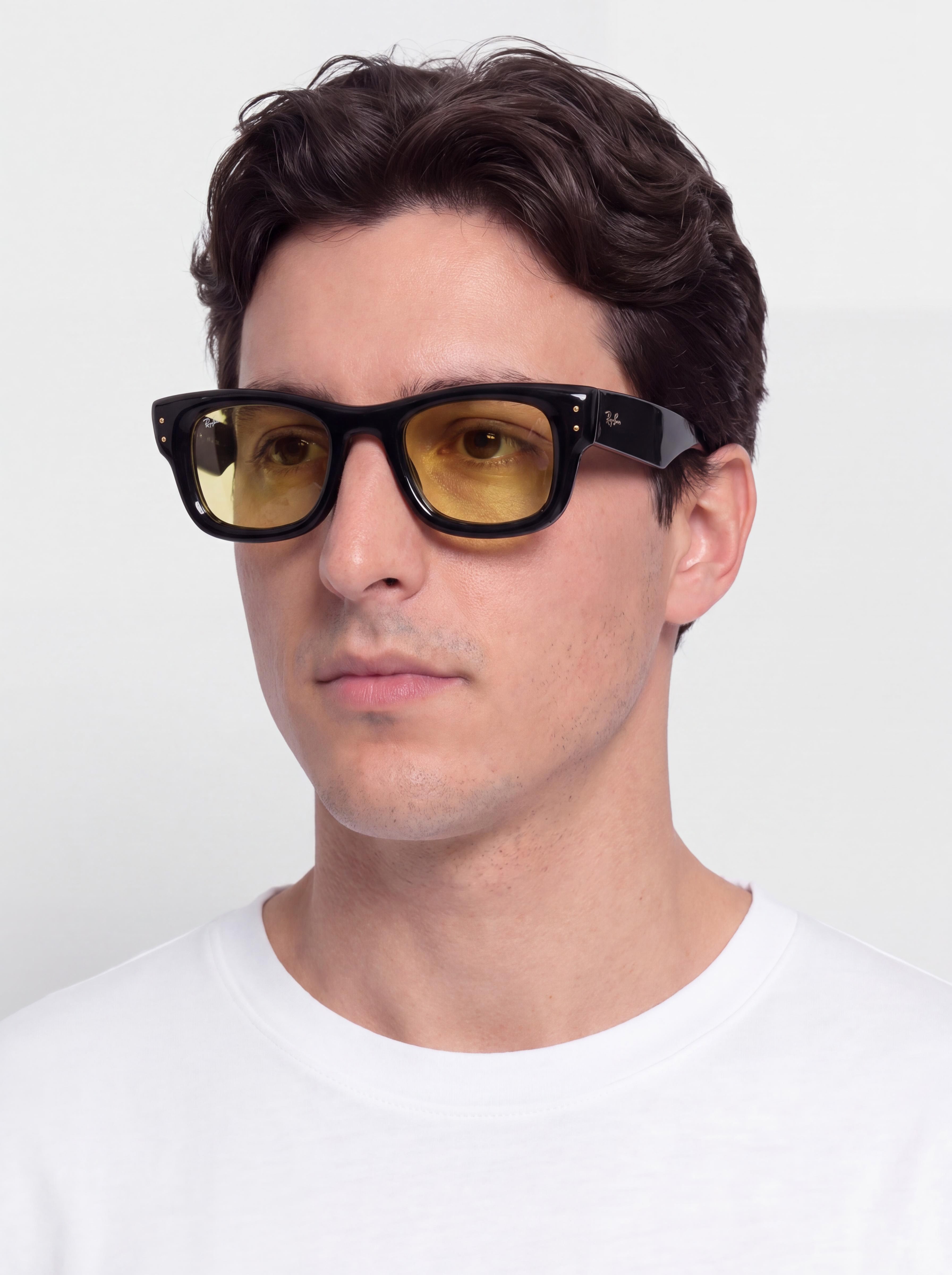 Слънчеви очила Ray-Ban Wayfarer Puffer (polerowany czarny/żółty)