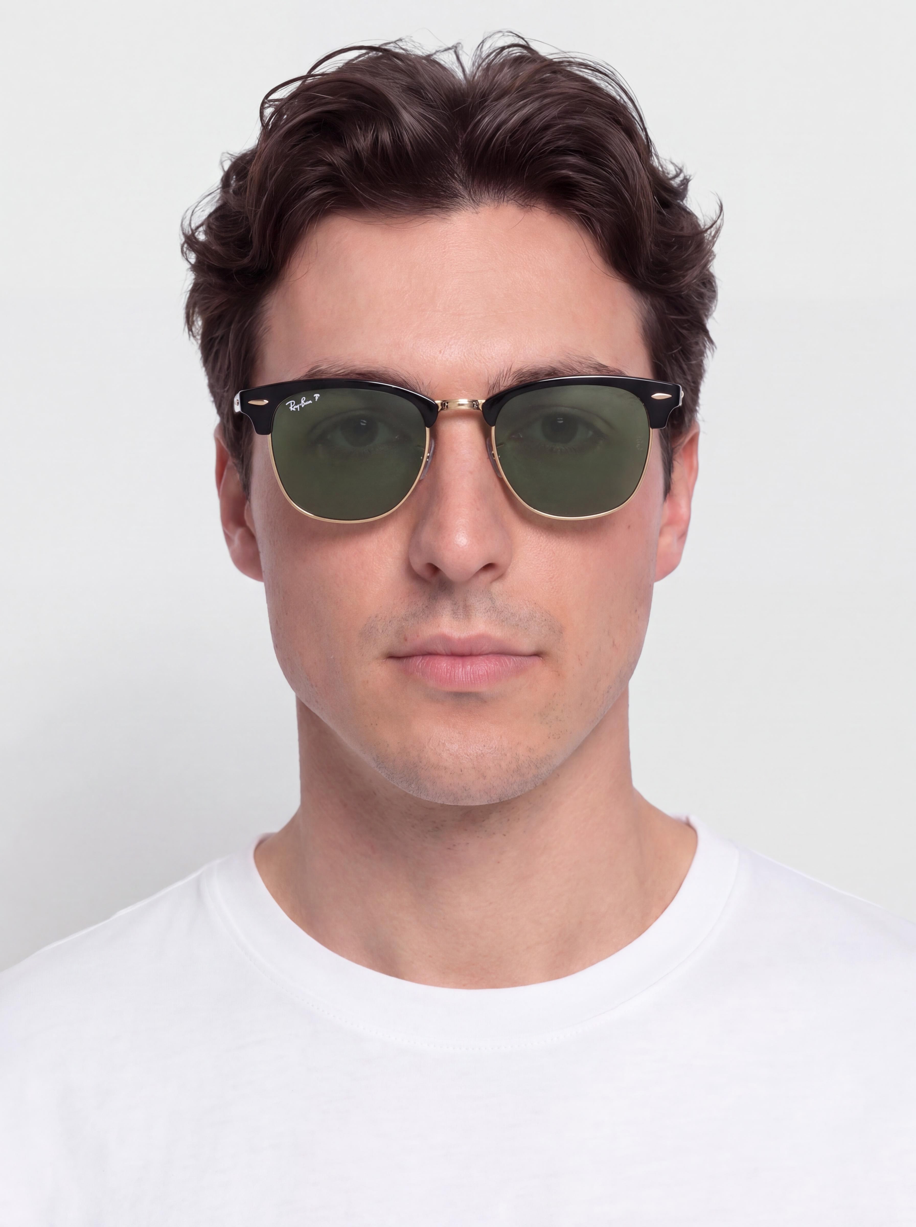 Слънчеви очила Ray-Ban Clubmaster Classic (polerowany czarny i złoty/zielony g-15 polaryzowany)