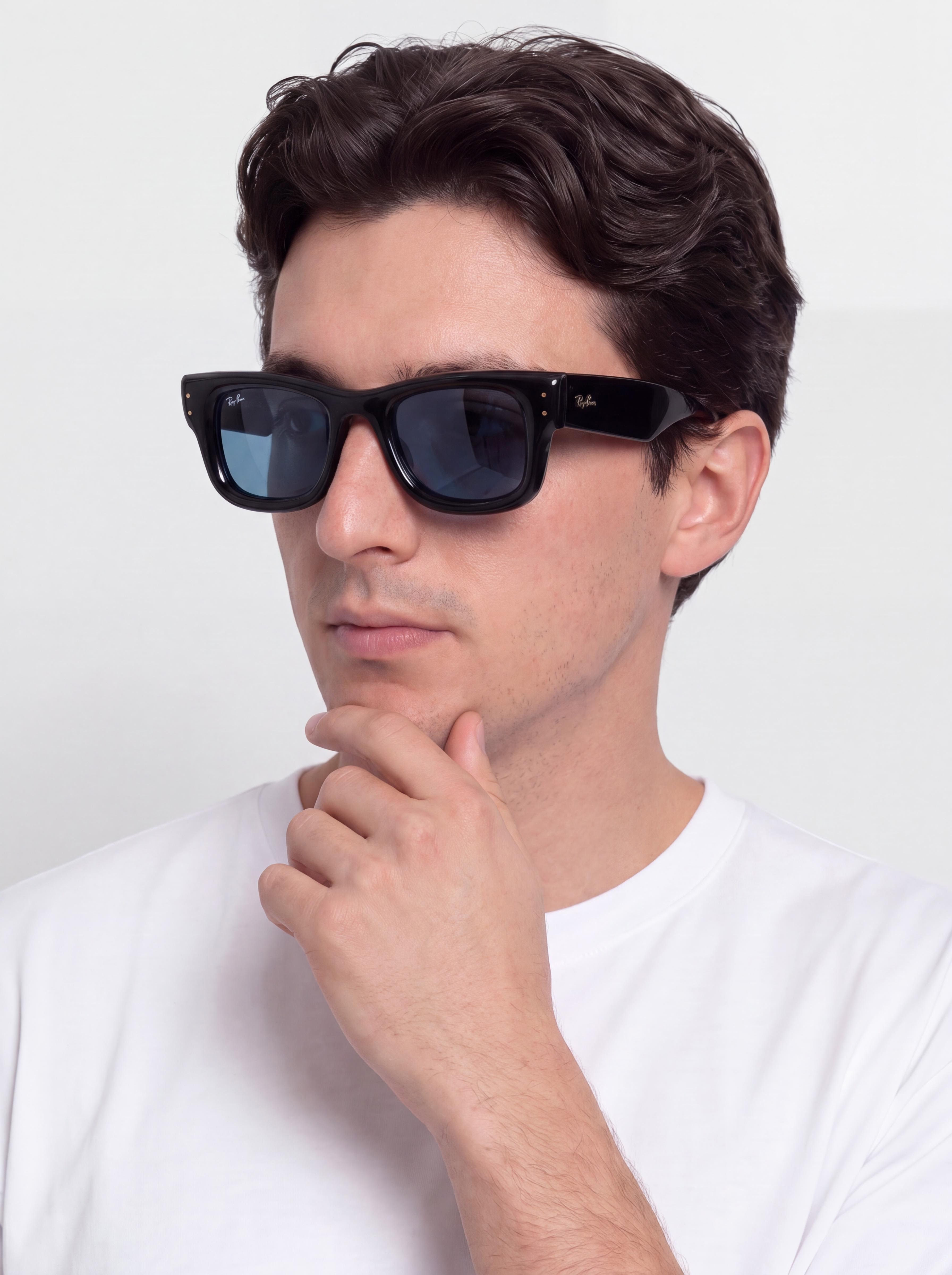 Слънчеви очила Ray-Ban Wayfarer Puffer (polerowany czarny/ciemnoniebieski)