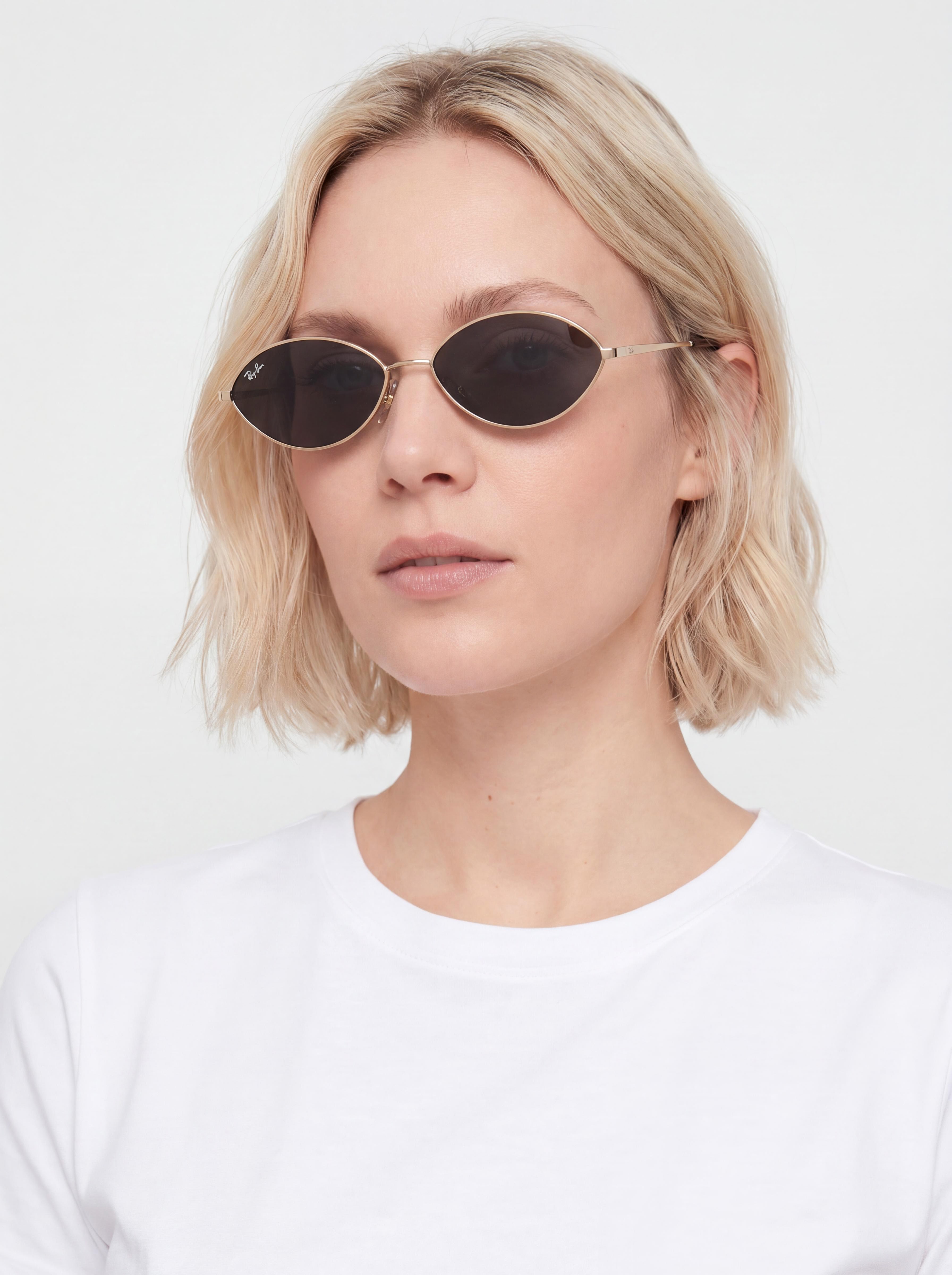 Слънчеви очила Ray-Ban Kai (polerowany jasne złoto/ciemnoszary)