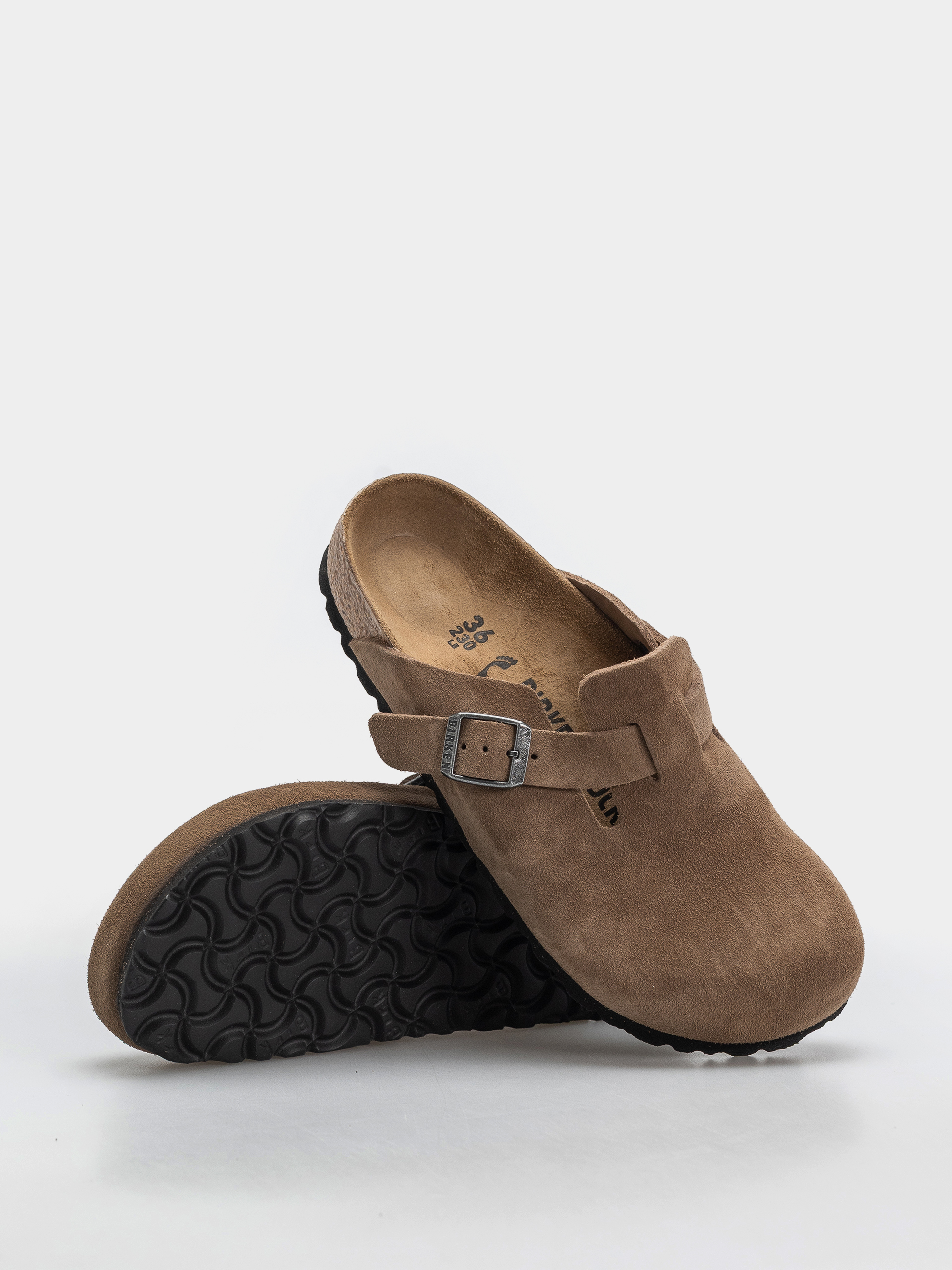 Чехли Birkenstock Boston Suede Leather Narrow (dark tea)