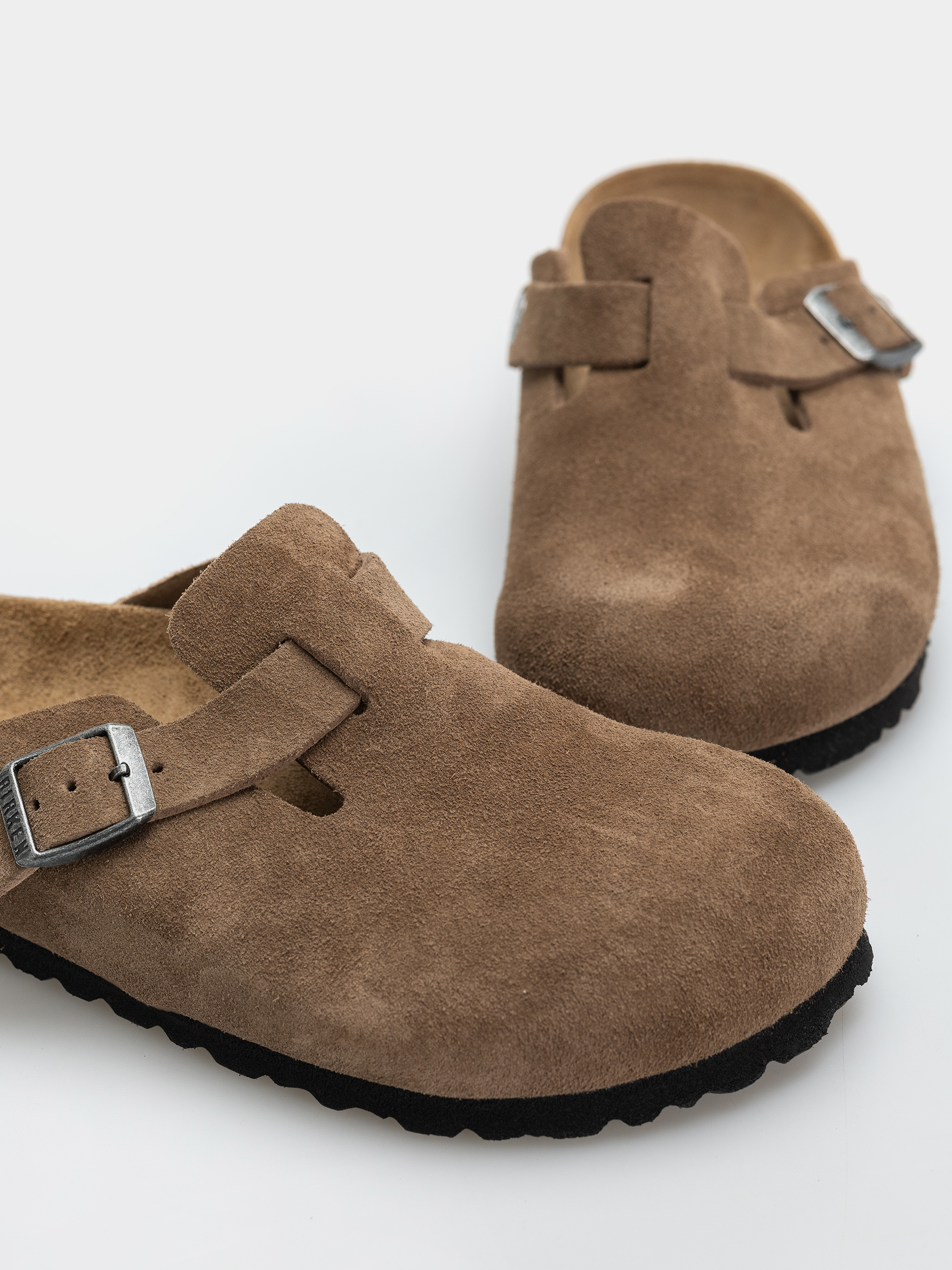 Чехли Birkenstock Boston Suede Leather Narrow (dark tea)