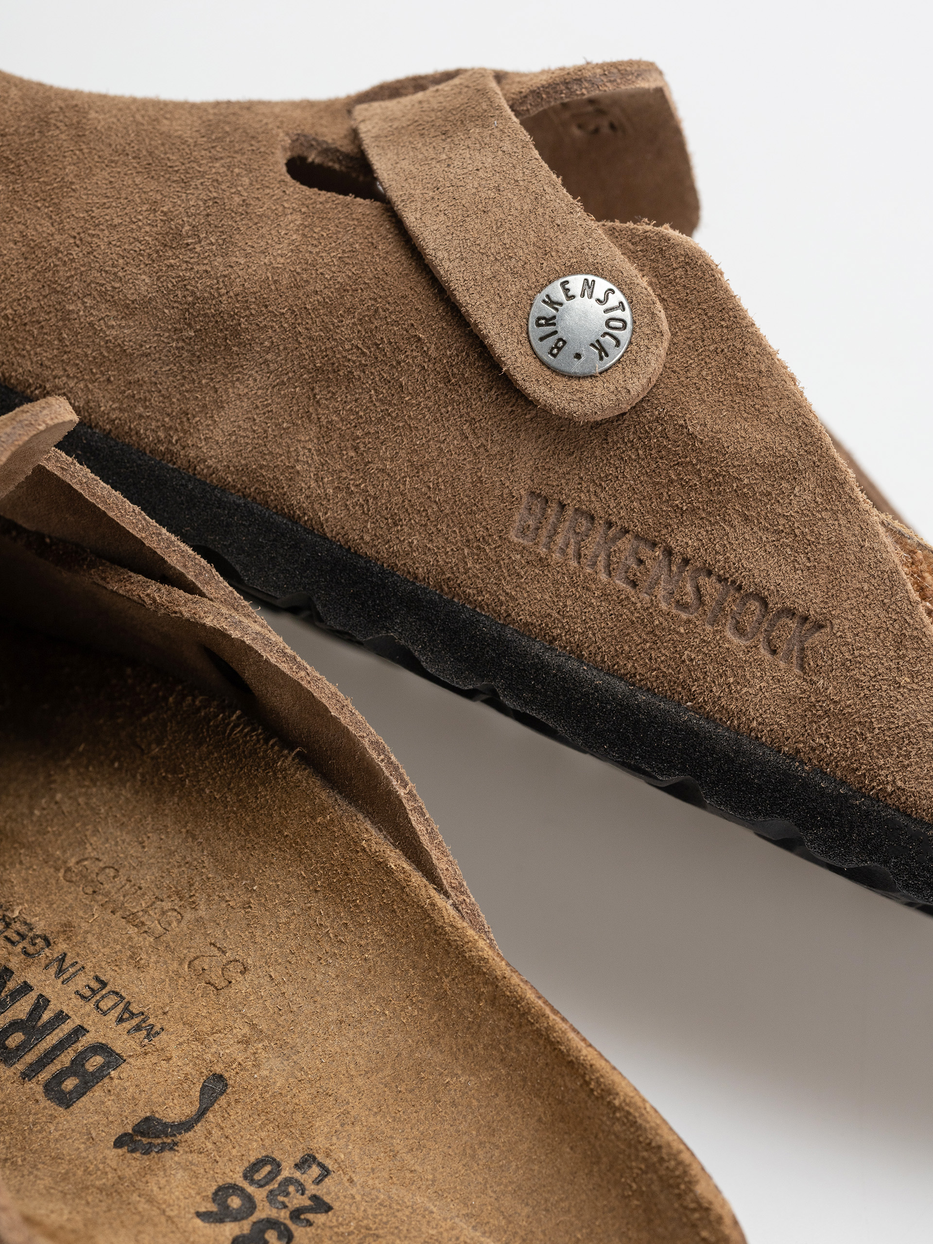 Чехли Birkenstock Boston Suede Leather Narrow (dark tea)