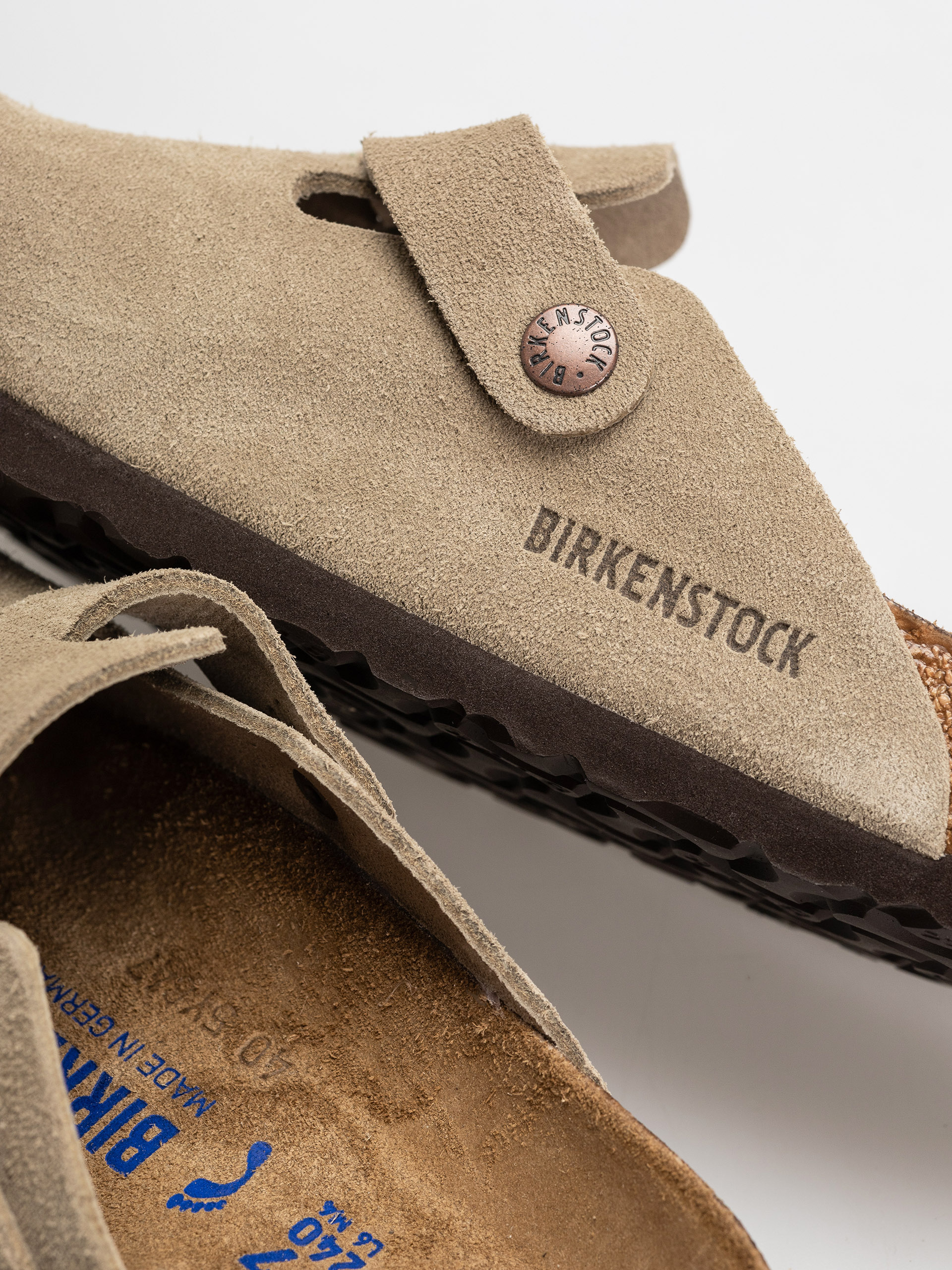 Чехли Birkenstock Boston Soft Footbed Suede Leather Narrow (taupe)