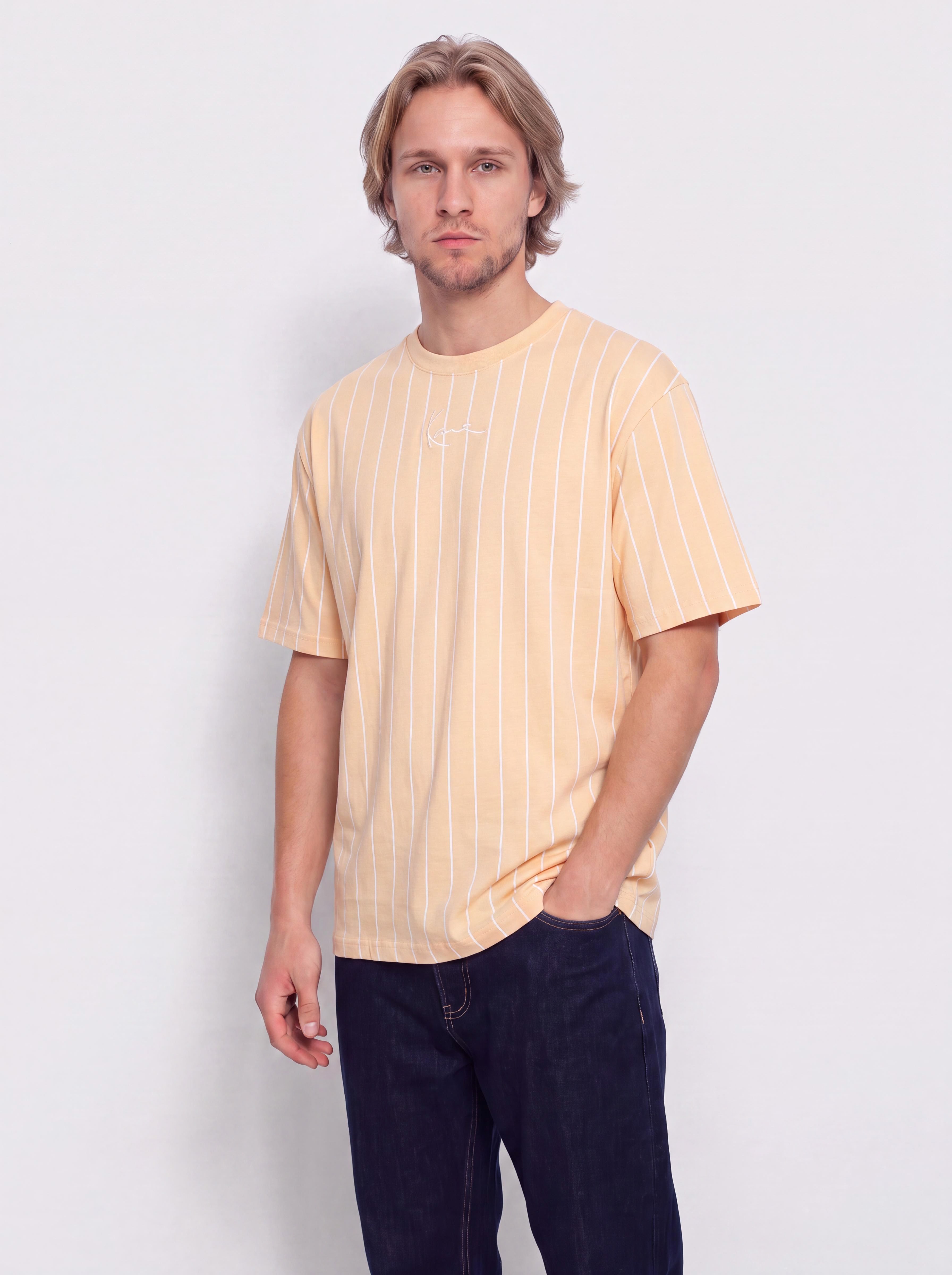Тениска Karl Kani Small Signature Essential Pinstripe (orange)