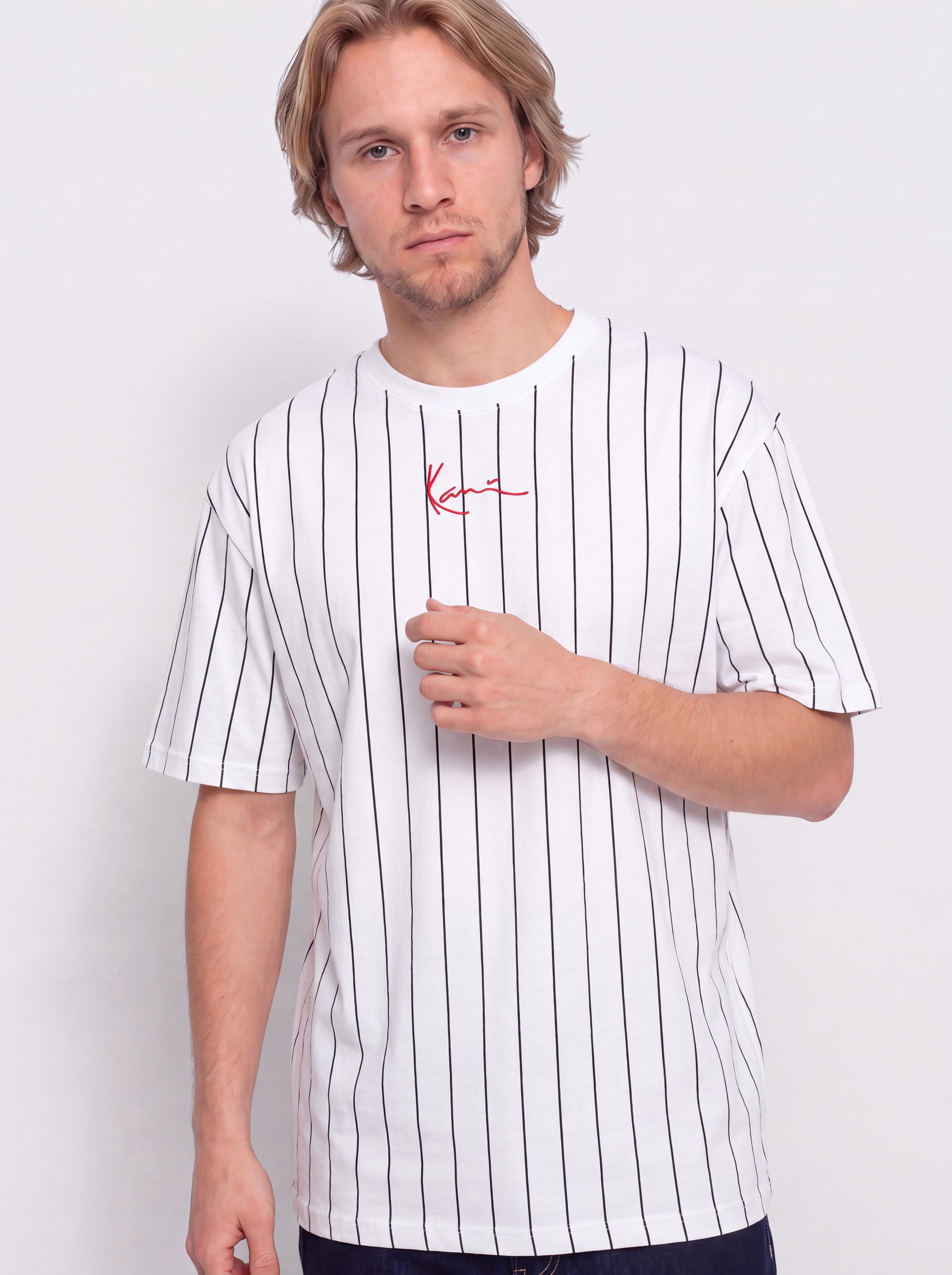 Тениска Karl Kani Small Signature Pinstripe