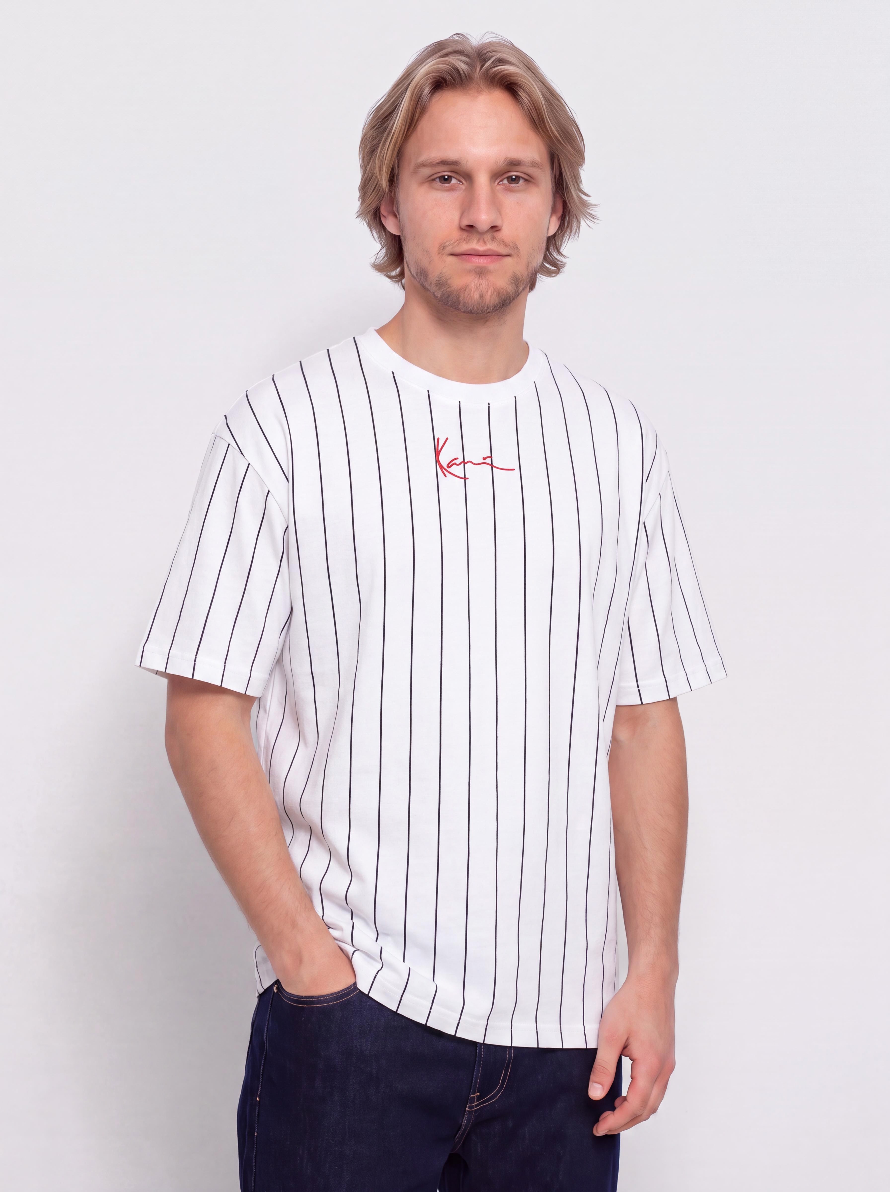 Тениска Karl Kani Small Signature Pinstripe (white/black)
