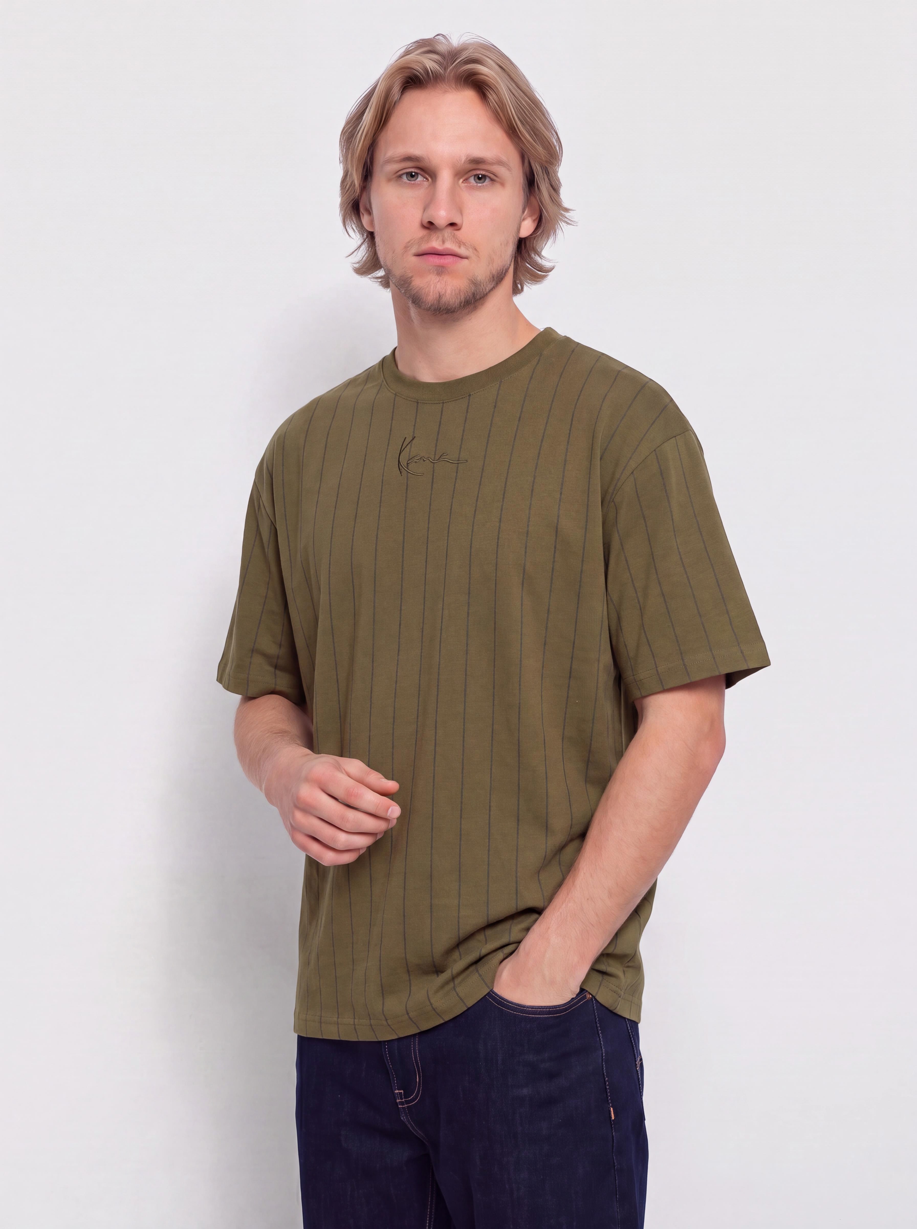 Тениска Karl Kani Small Signature Essential Pinstripe