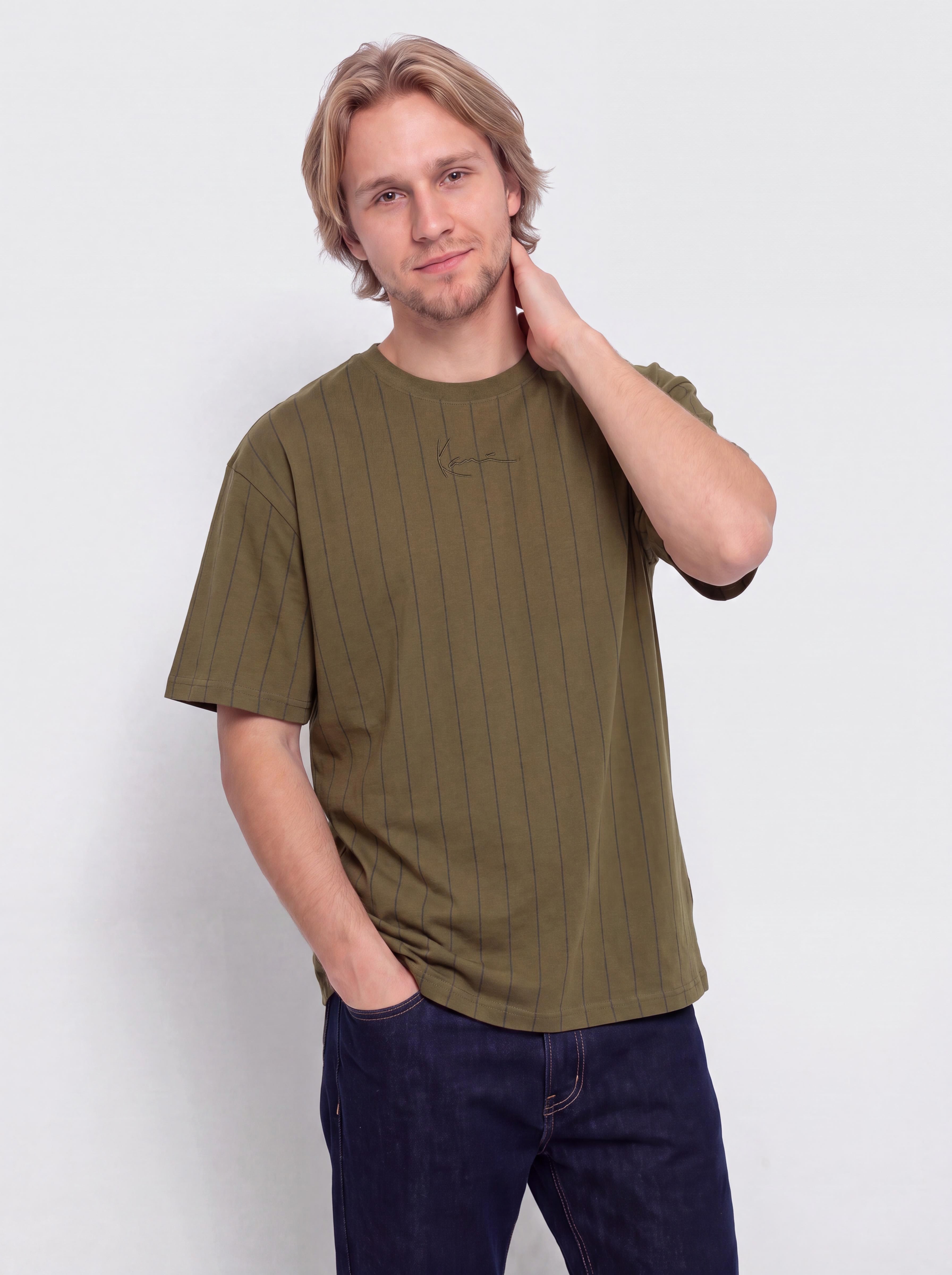 Тениска Karl Kani Small Signature Essential Pinstripe (green)