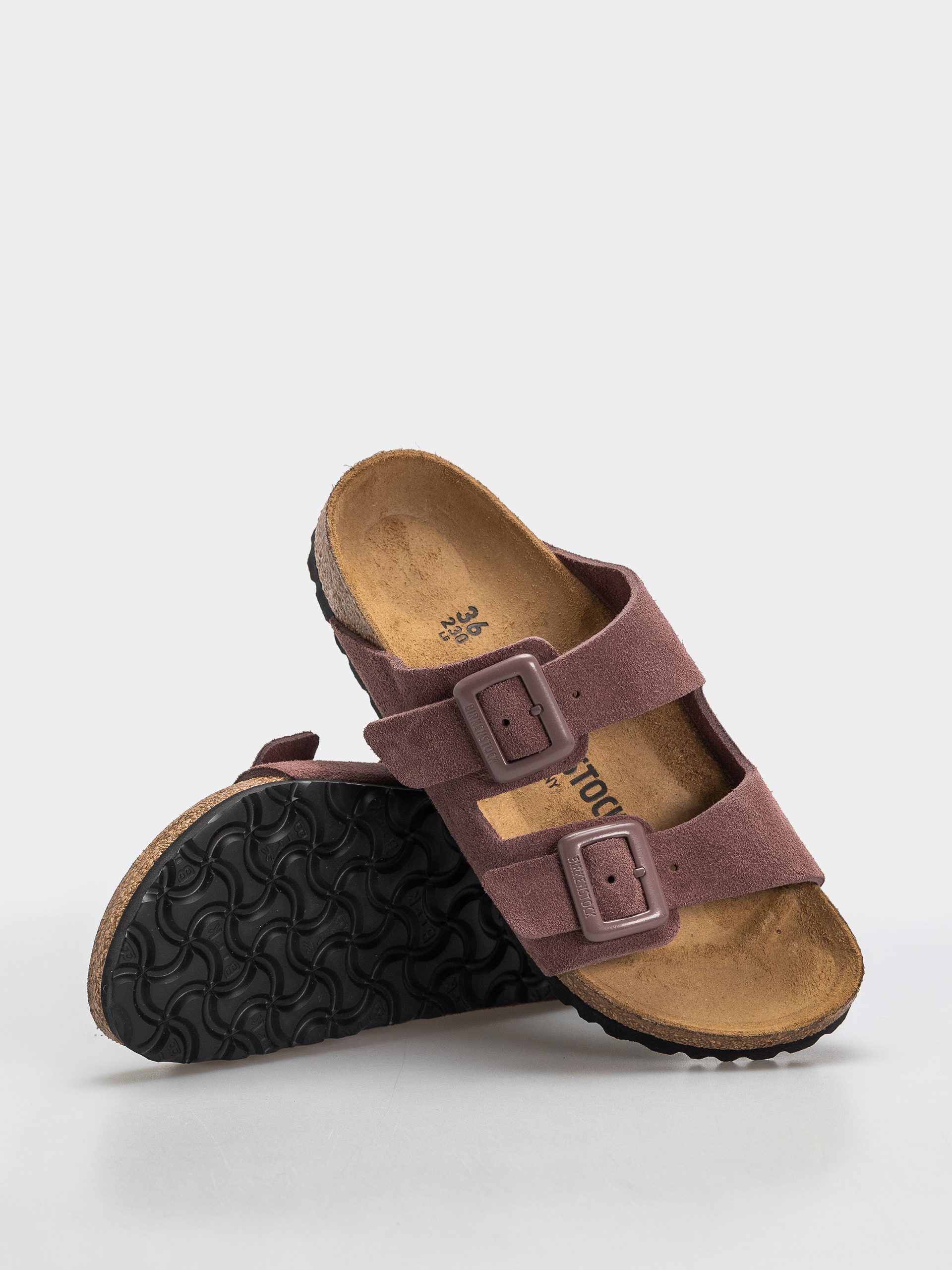 Чехли Birkenstock Arizona Suede Leather Cushion Buckle Narrow Wmn (pepper)