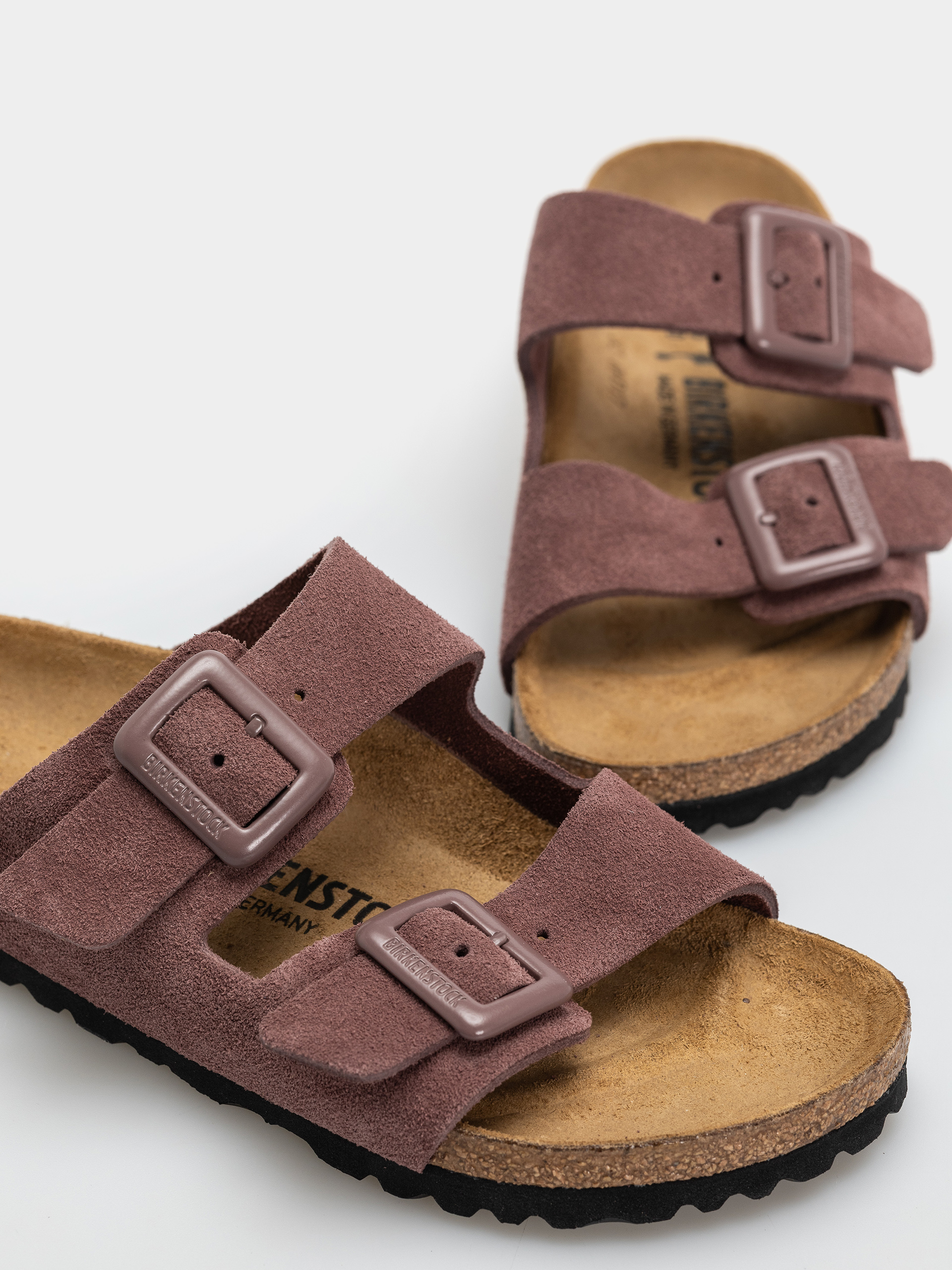 Чехли Birkenstock Arizona Suede Leather Cushion Buckle Narrow Wmn (pepper)