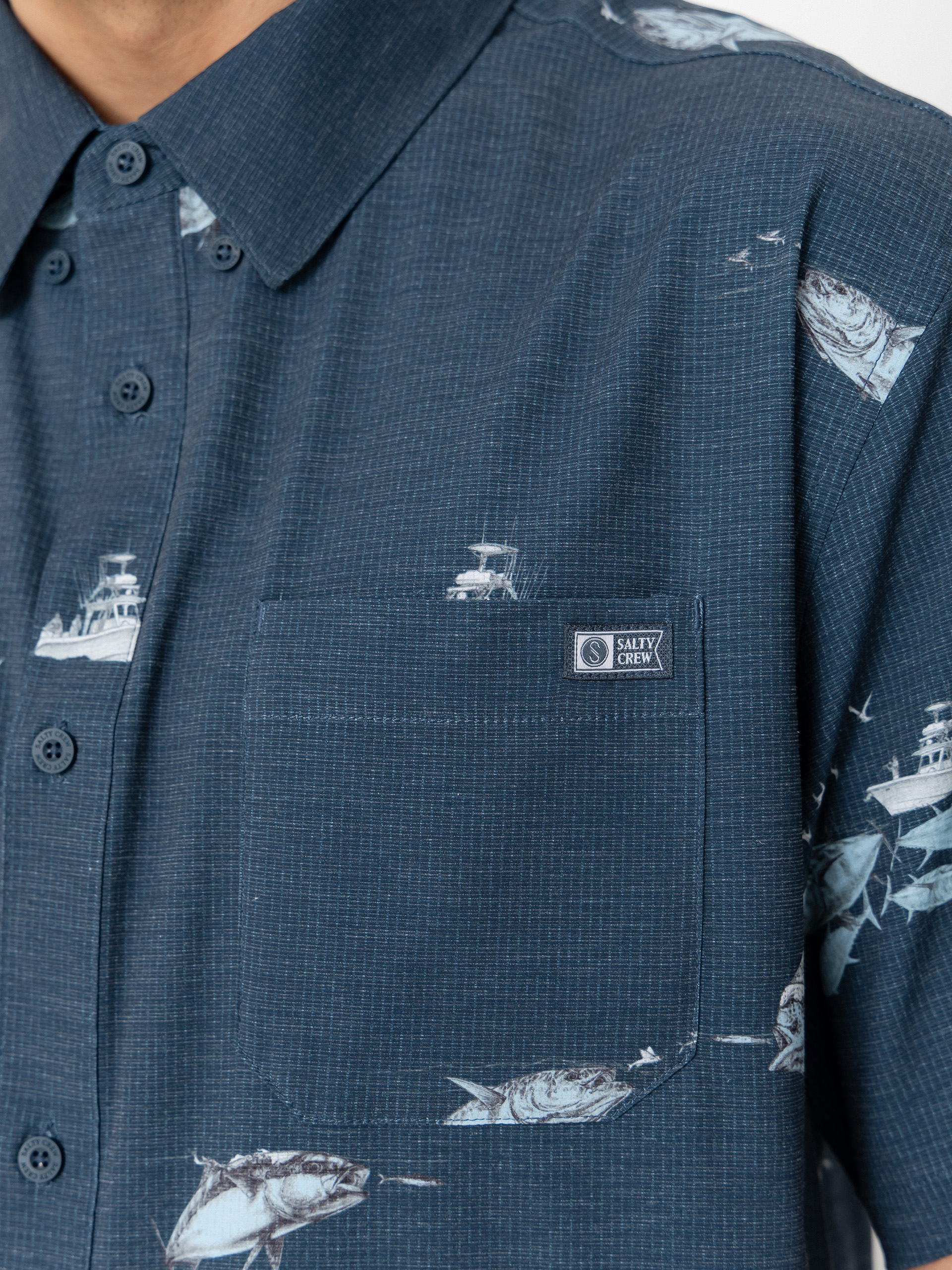 Риза Salty Crew Breezer Perf Button Up (midnight navy)