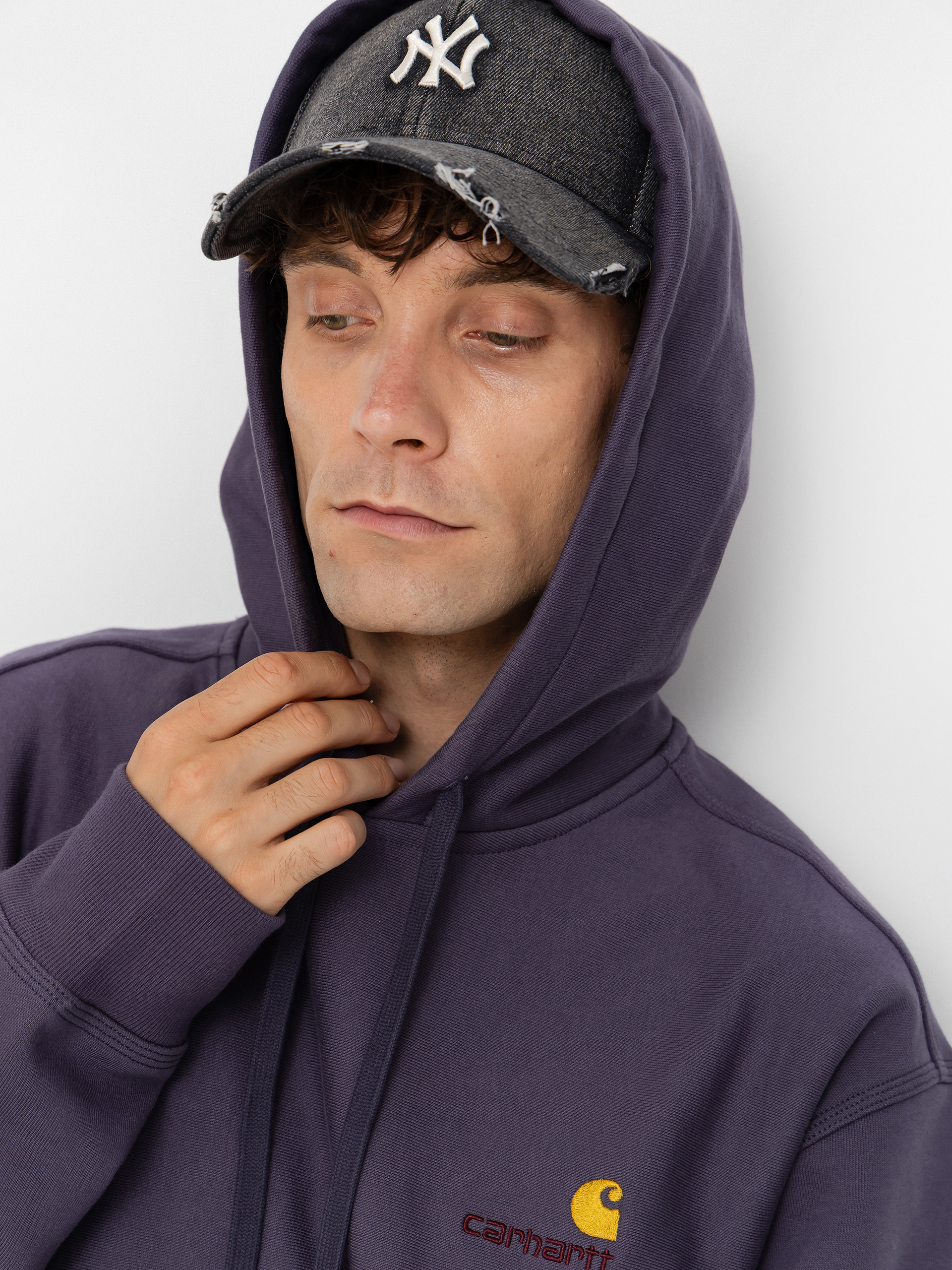 Суитшърт с качулка Carhartt WIP American Script HD (shady purple)