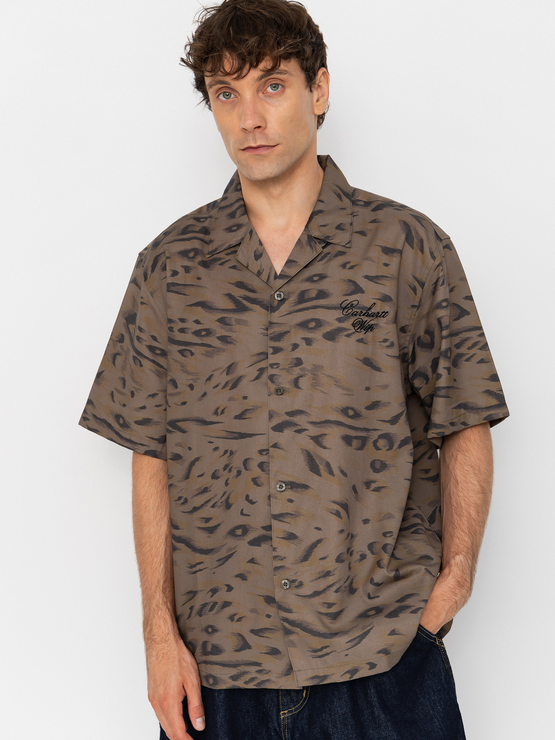 Риза Carhartt WIP Travon (duck feather print cypress/black)