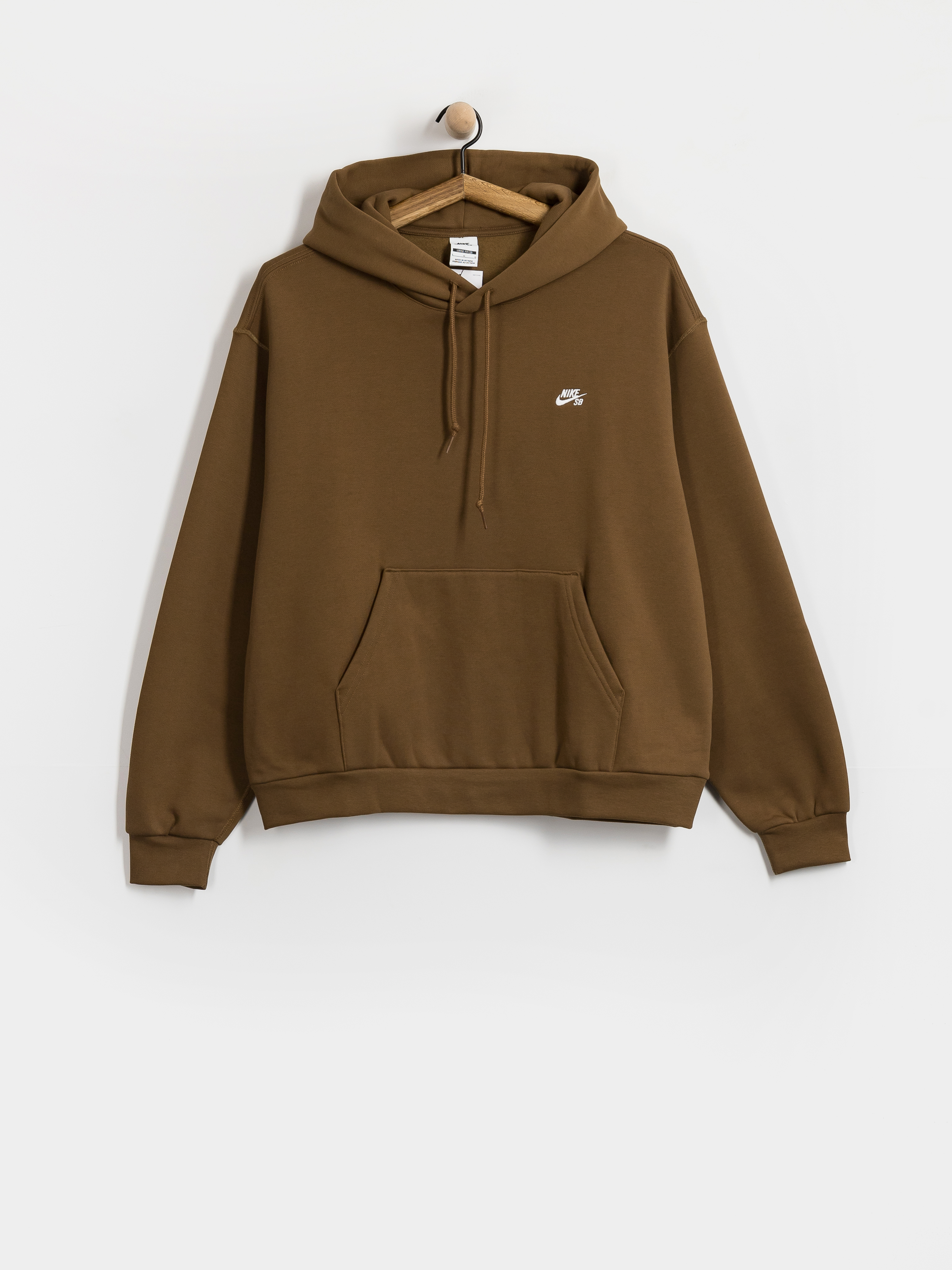 Суитшърт с качулка Nike SB Essential Logo HD (mosswood brown/white)