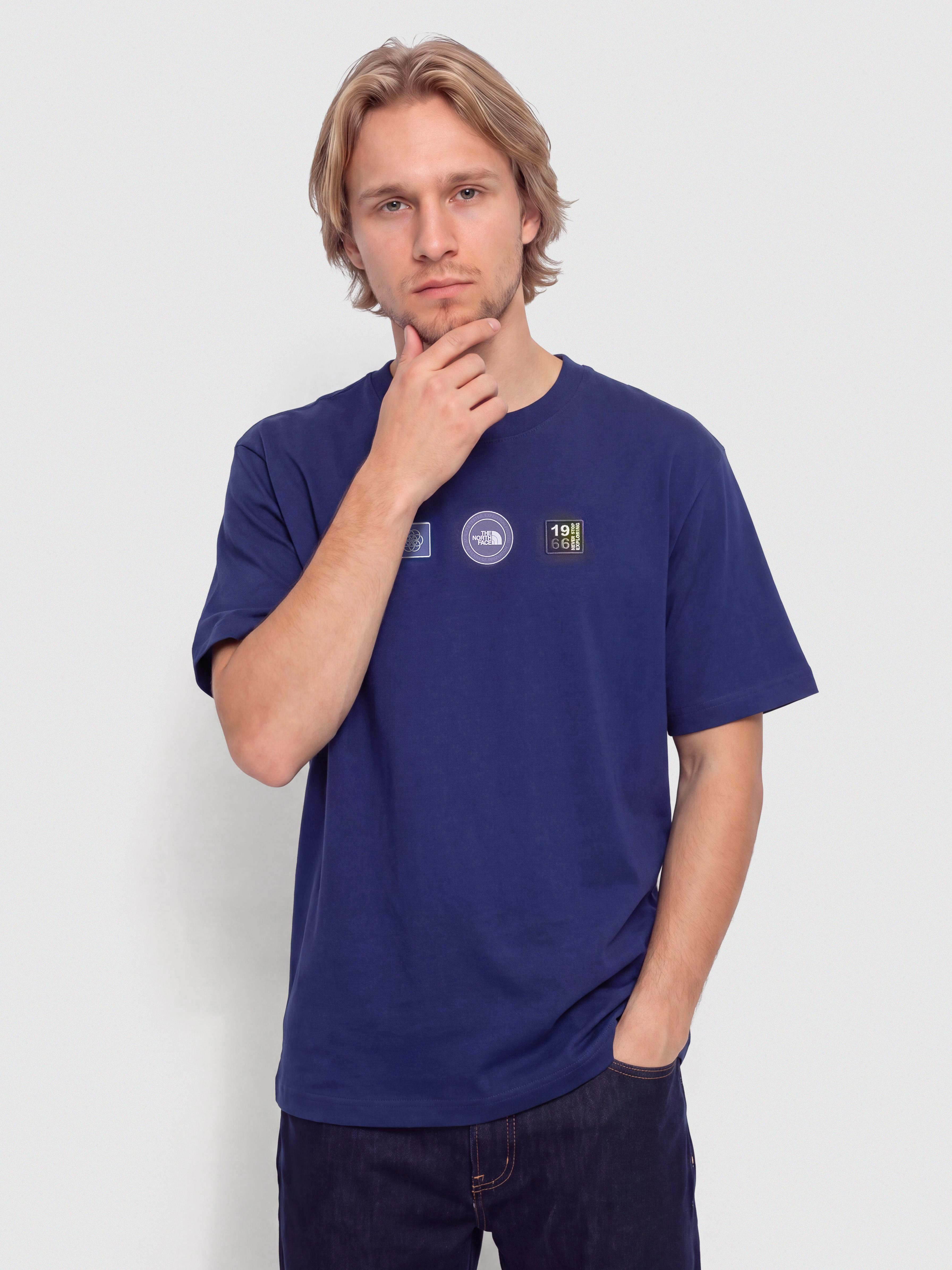 Тениска The North Face Explorer Badges Relaxed (bold blue)