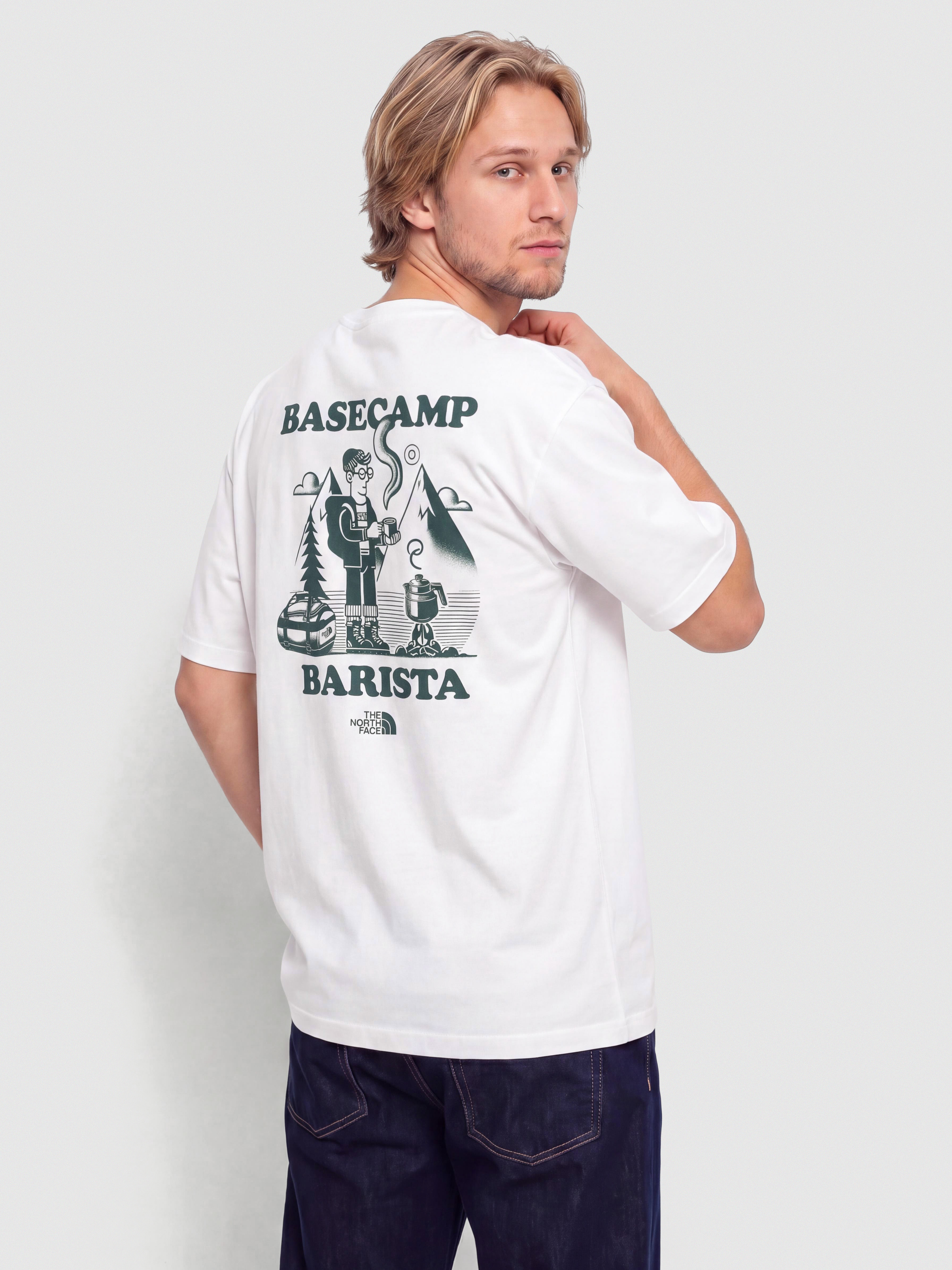 Тениска The North Face Basecamp Barista Relaxed (tnf white/pacific teal)