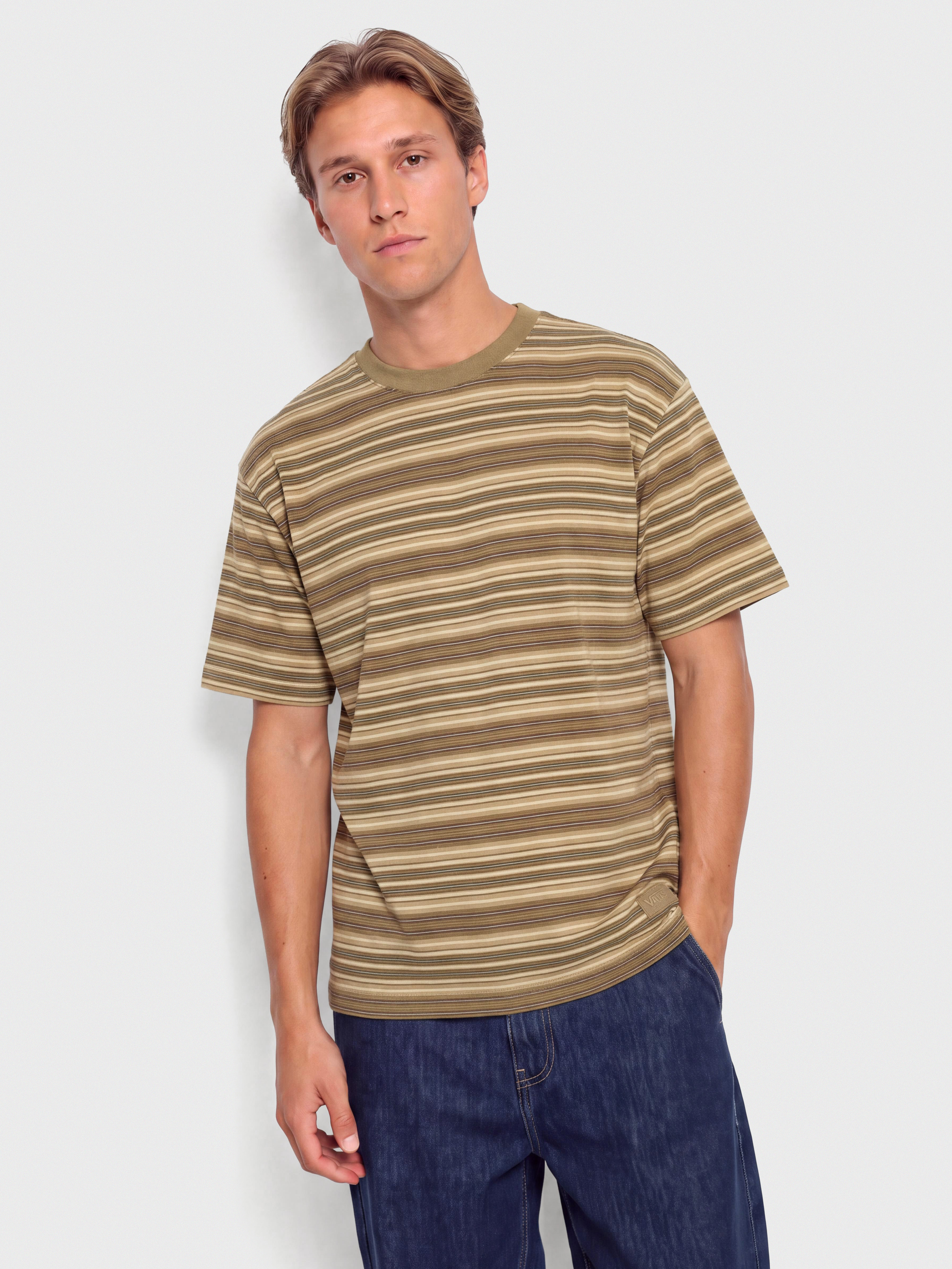 Тениска Vans Stripe Ringer Loose (olive brown)