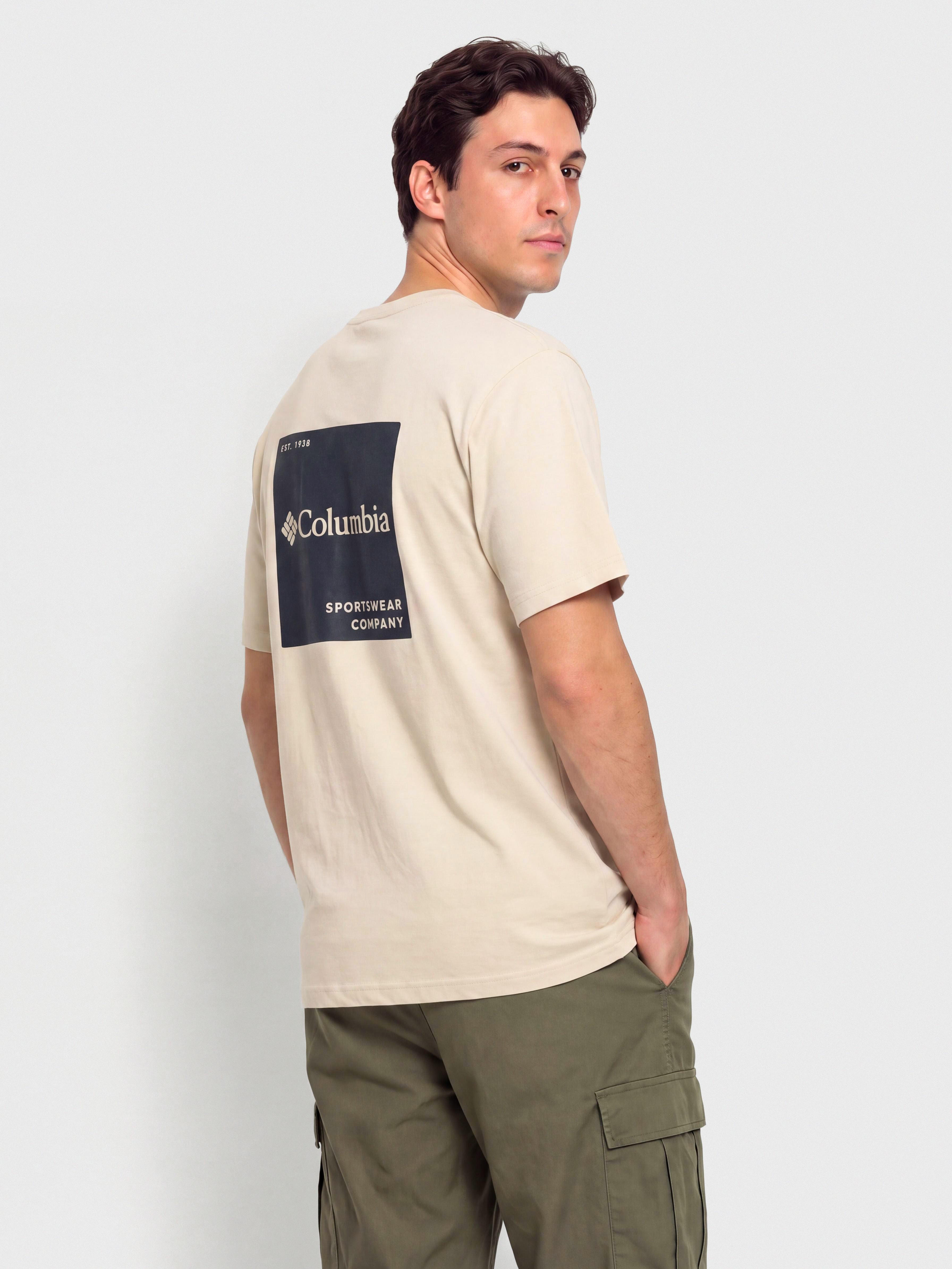 Тениска Columbia CSC Logo Back (dark stone/boxy brand)