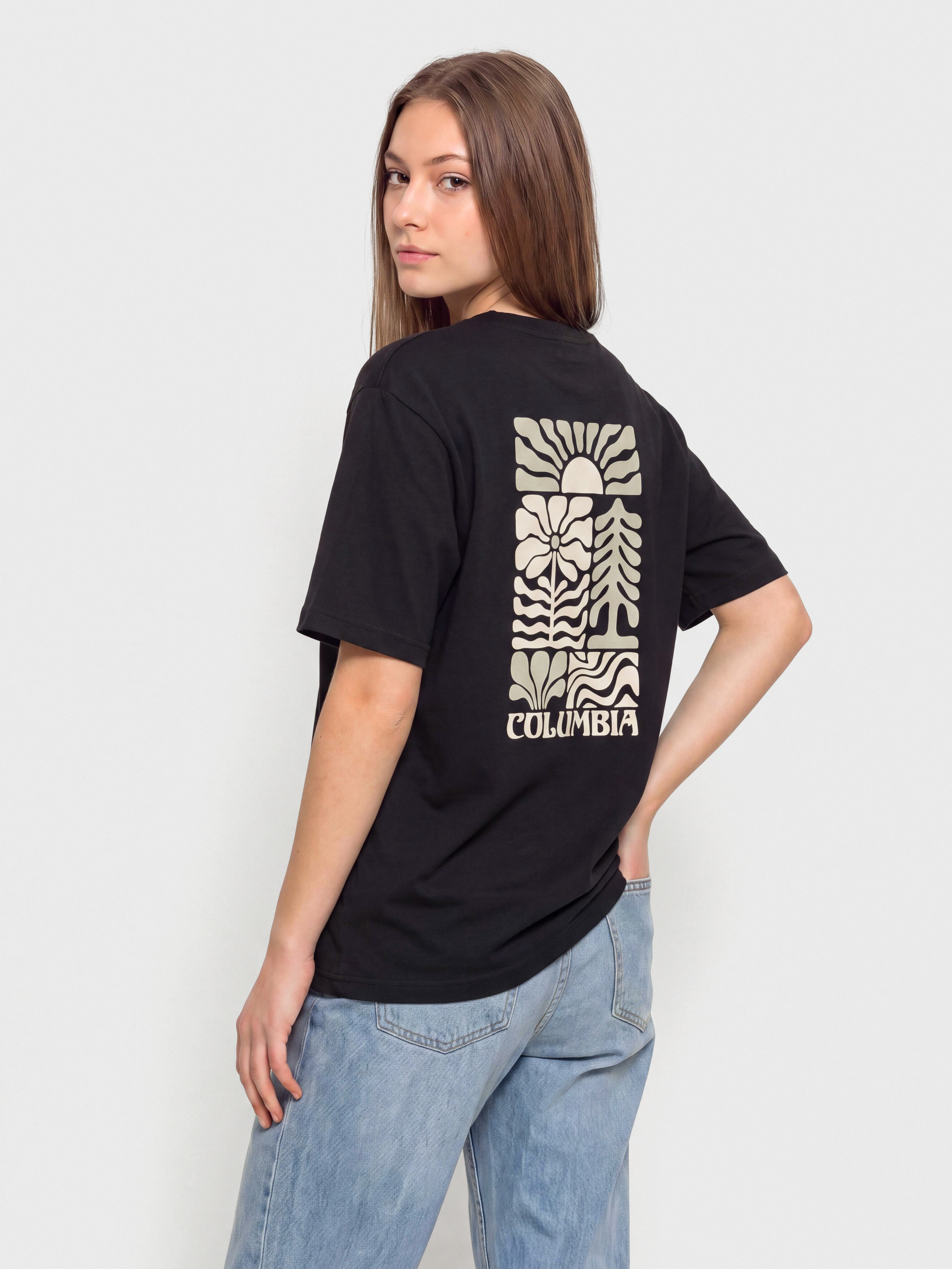 Тениска Columbia Rolling Bend Graphic Oversized Wmn (black/floral groove)