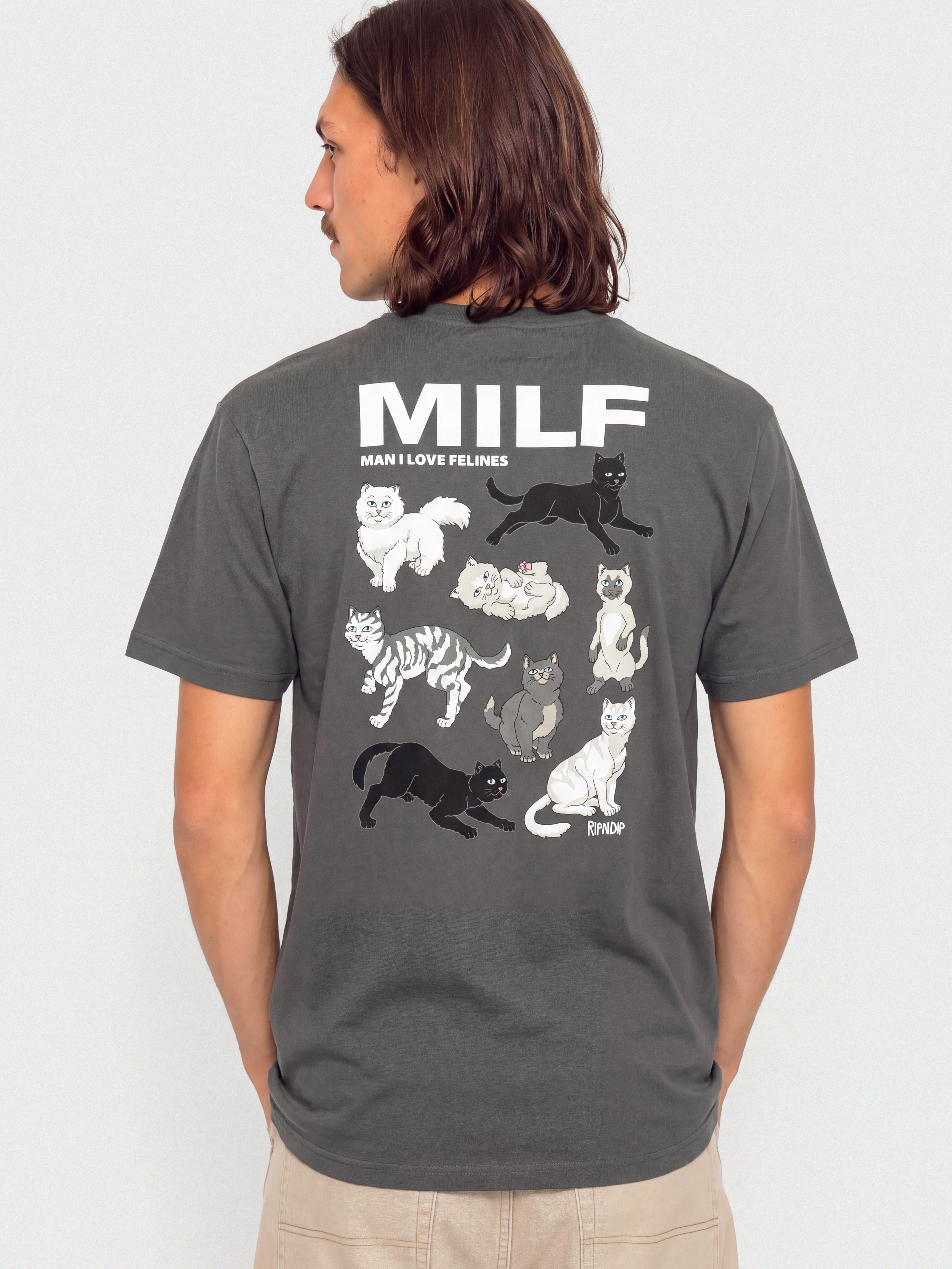 Тениска RipNDip Man I Love Felines (charcoal)