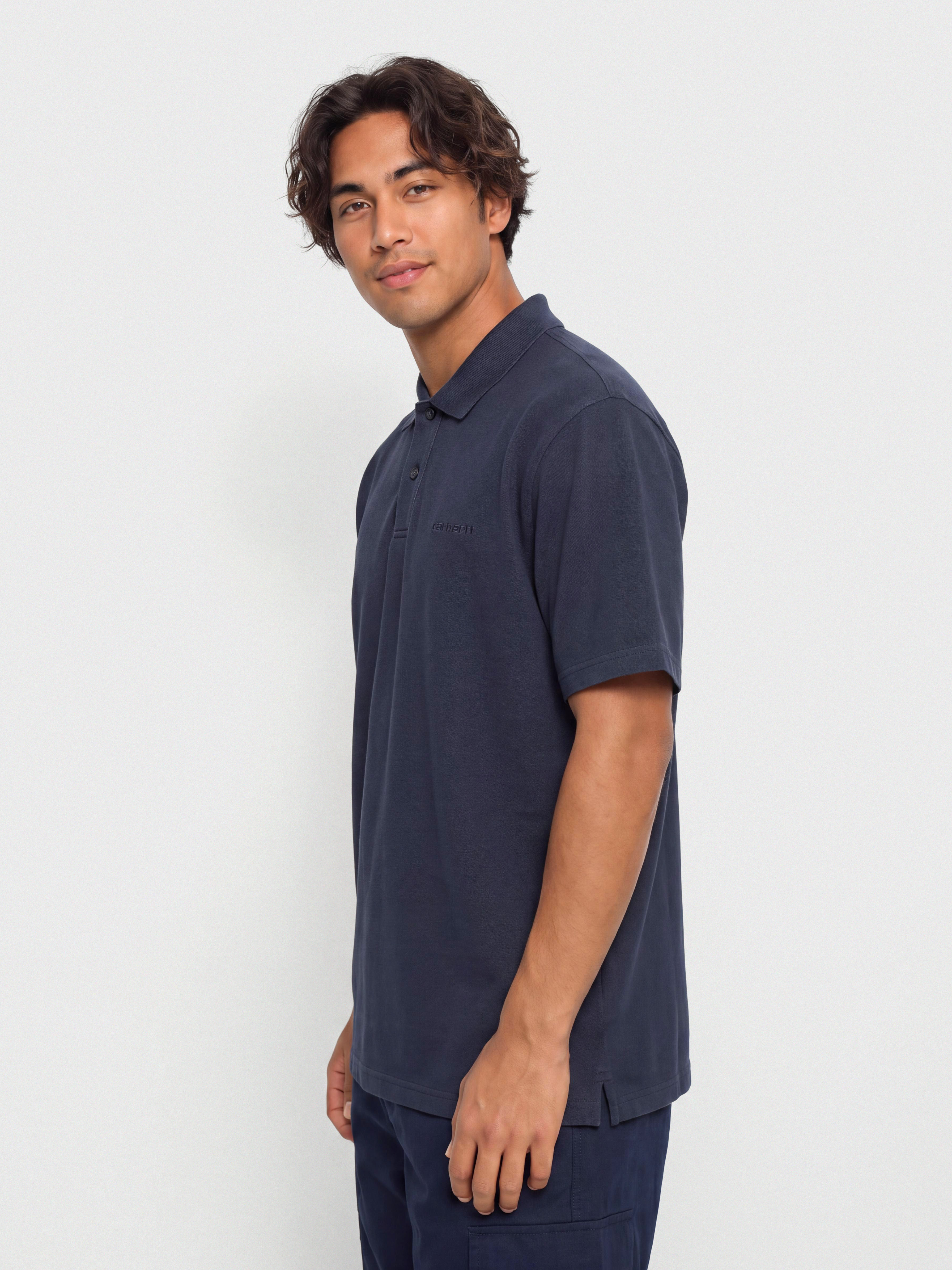 u0422u0435u043du0438u0441u043au0430 Carhartt WIP Wayne Polo (dark navy/garment dyed)