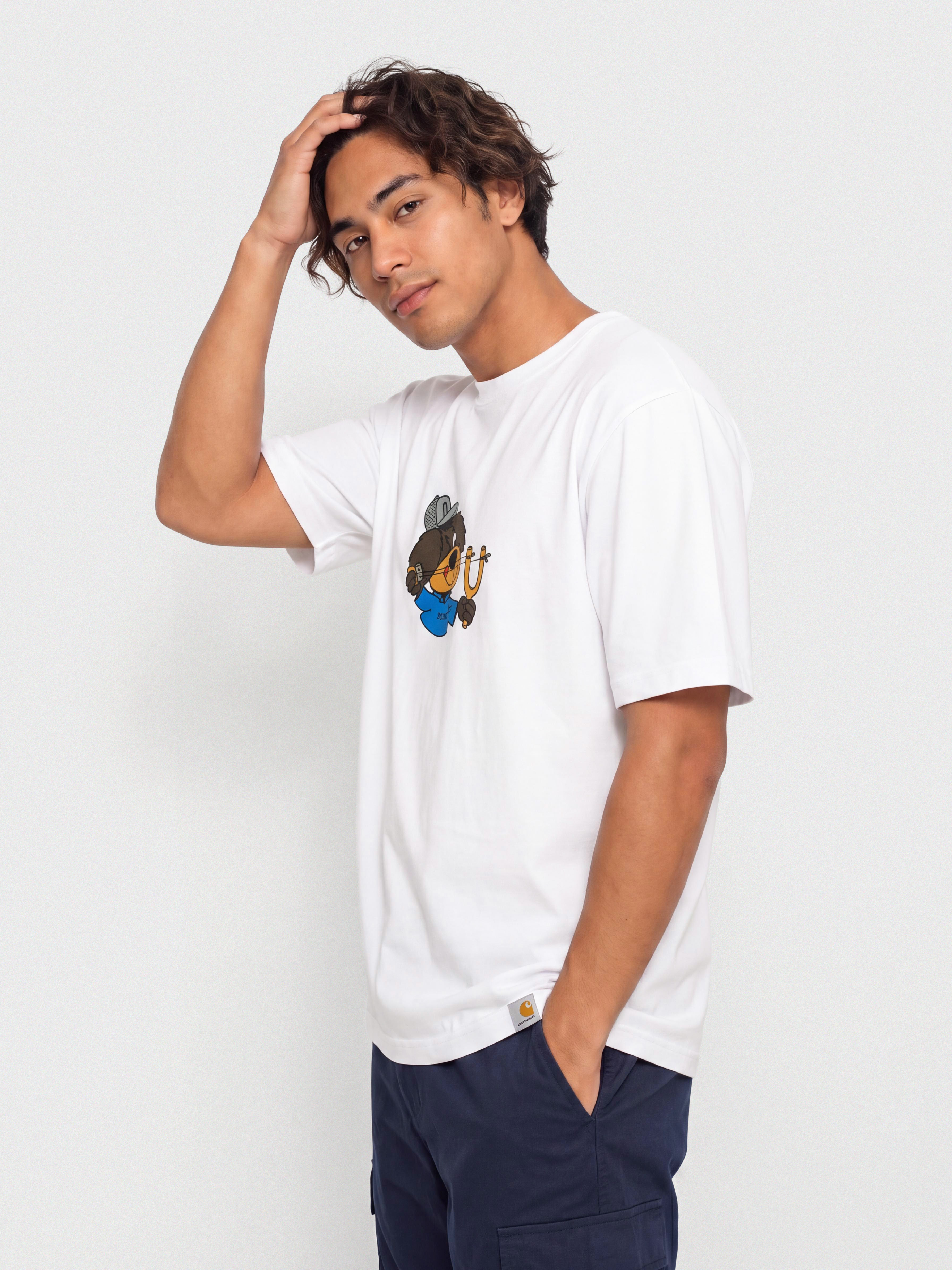 Тениска Carhartt WIP Slingshot (white/heavy enzyme wash)