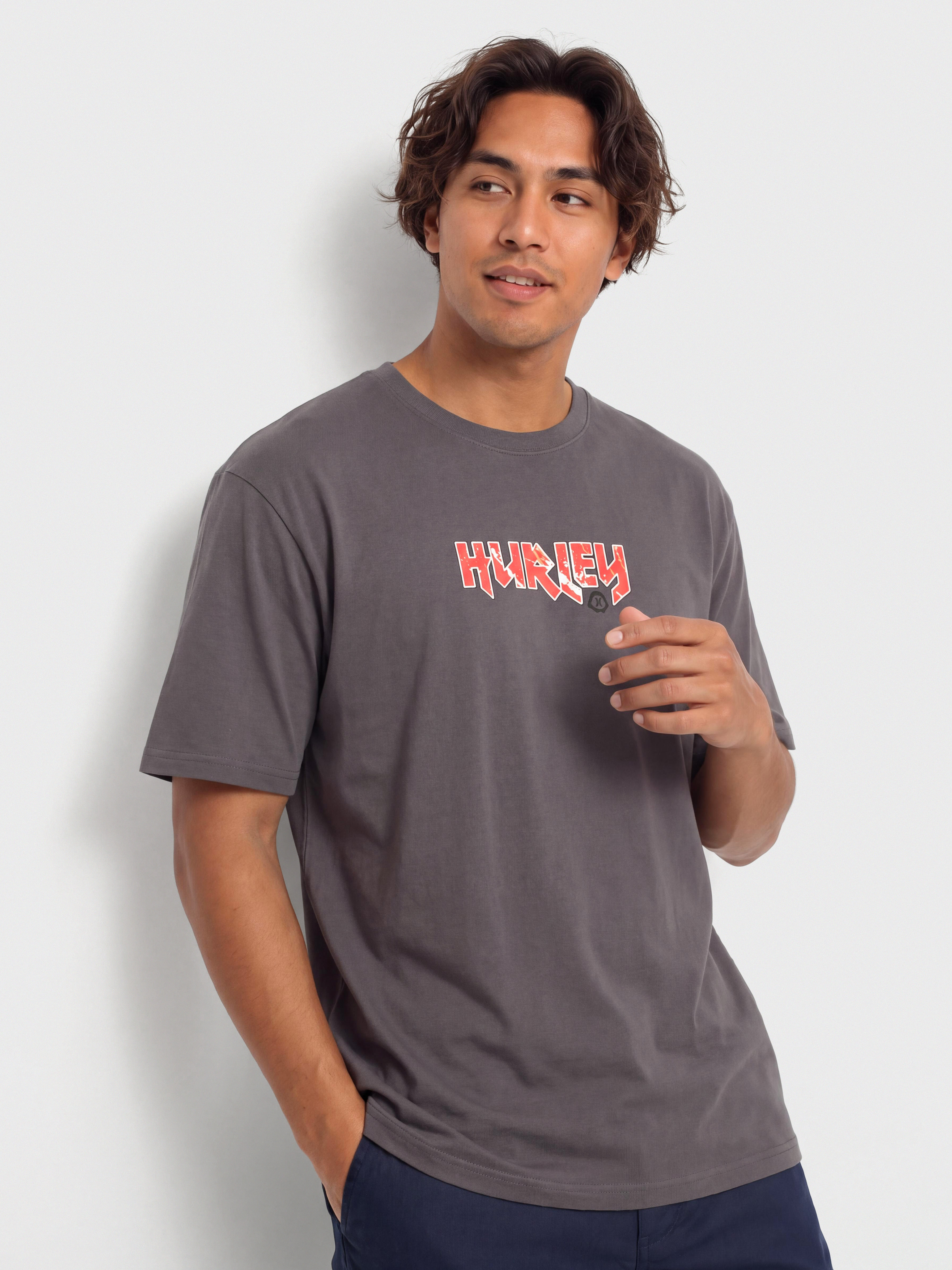 Тениска Hurley Wave Addiction (dark stone grey)