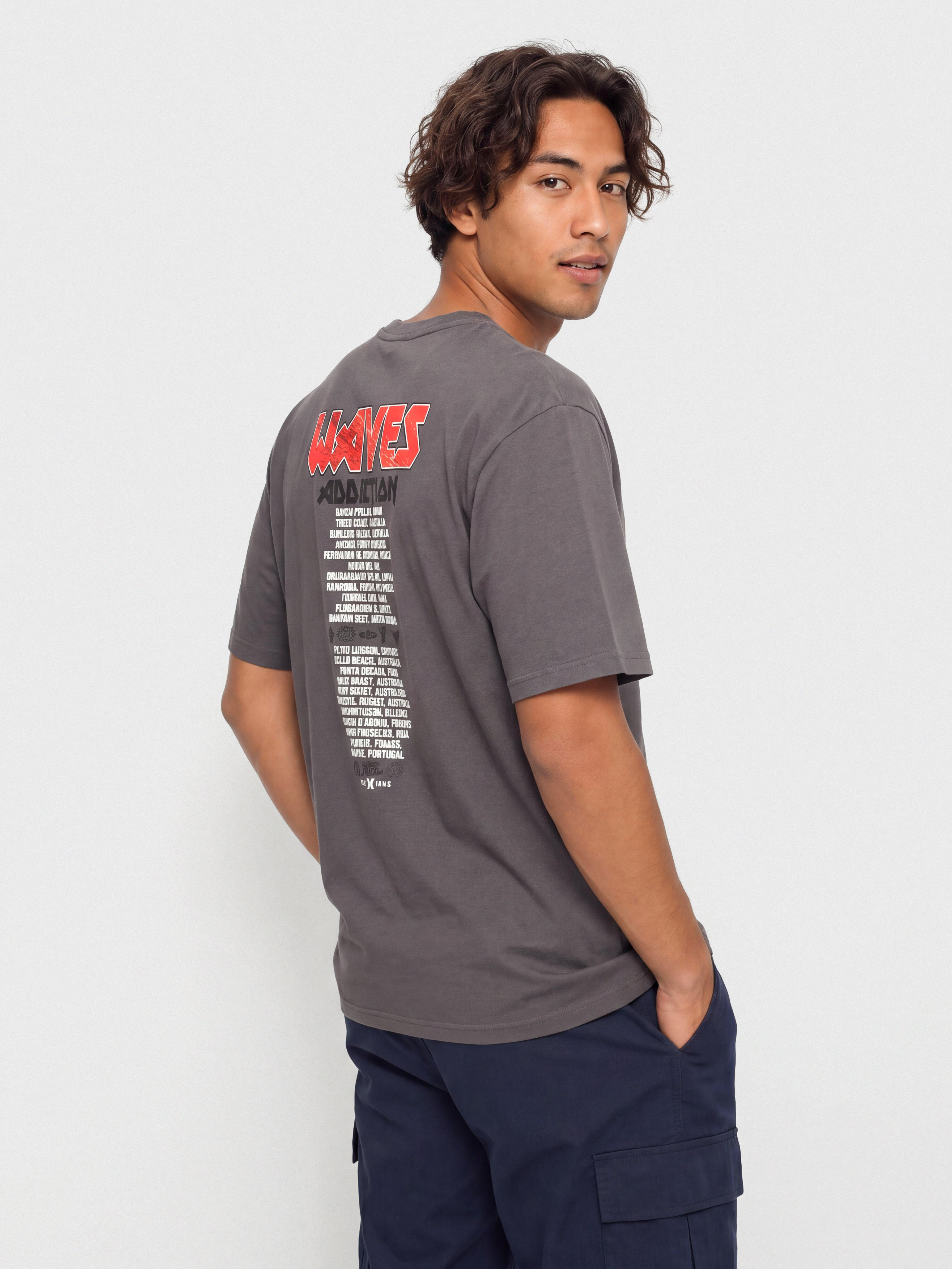 Тениска Hurley Wave Addiction (dark stone grey)