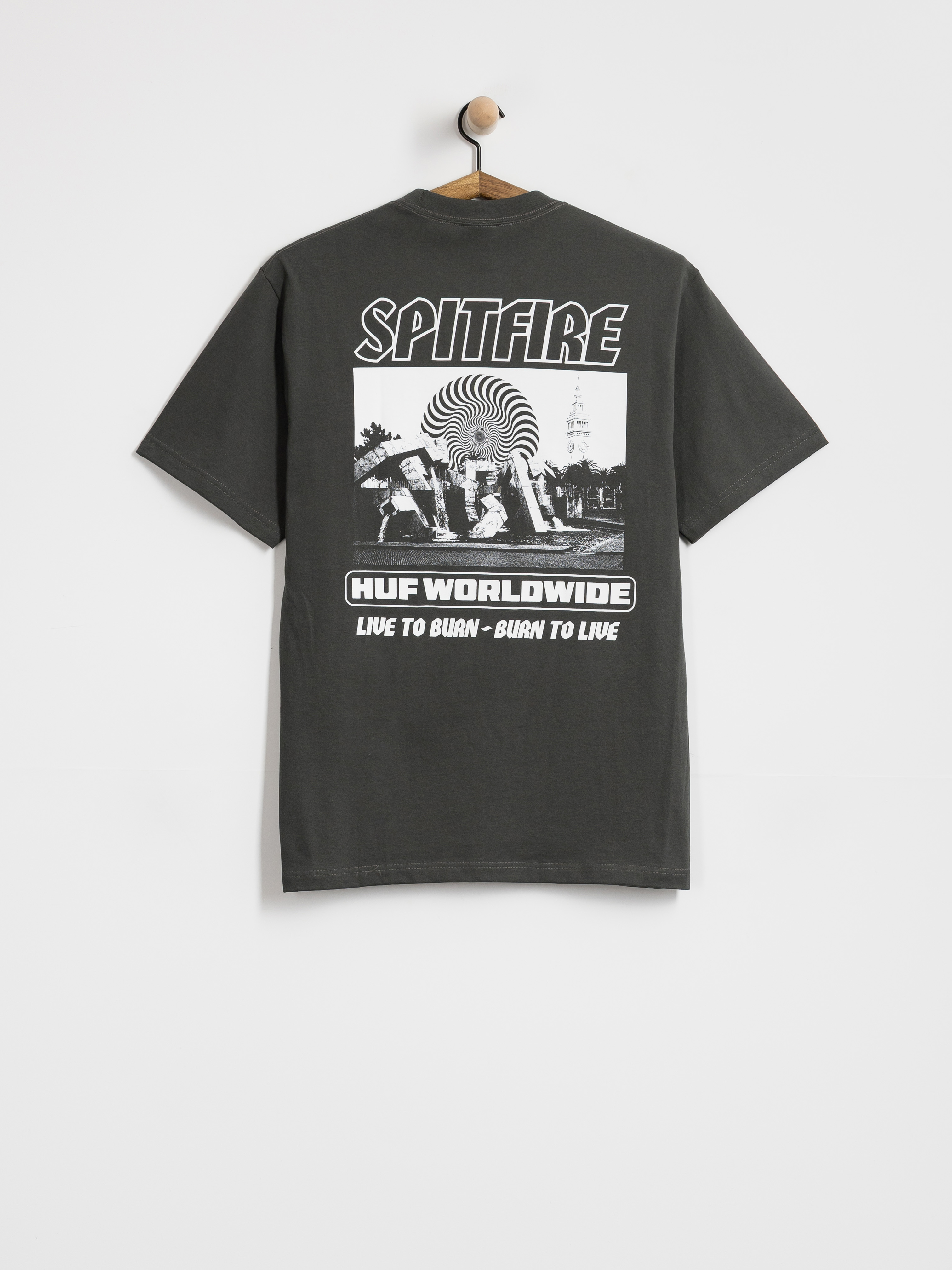 Тениска HUF X Spitfire Burn (washed black)