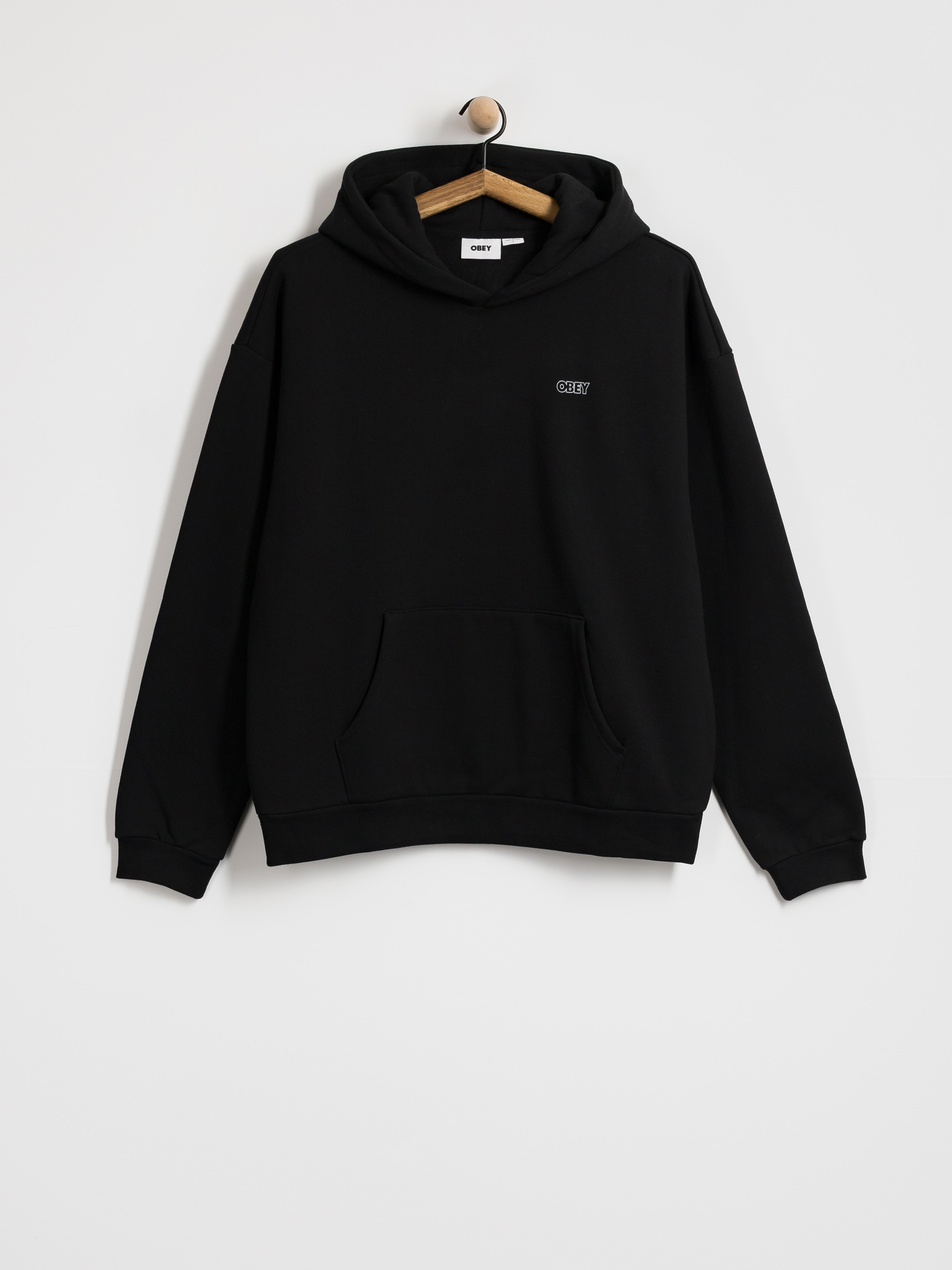 Суитшърт с качулка OBEY Treble Extra Heavy HD (black)