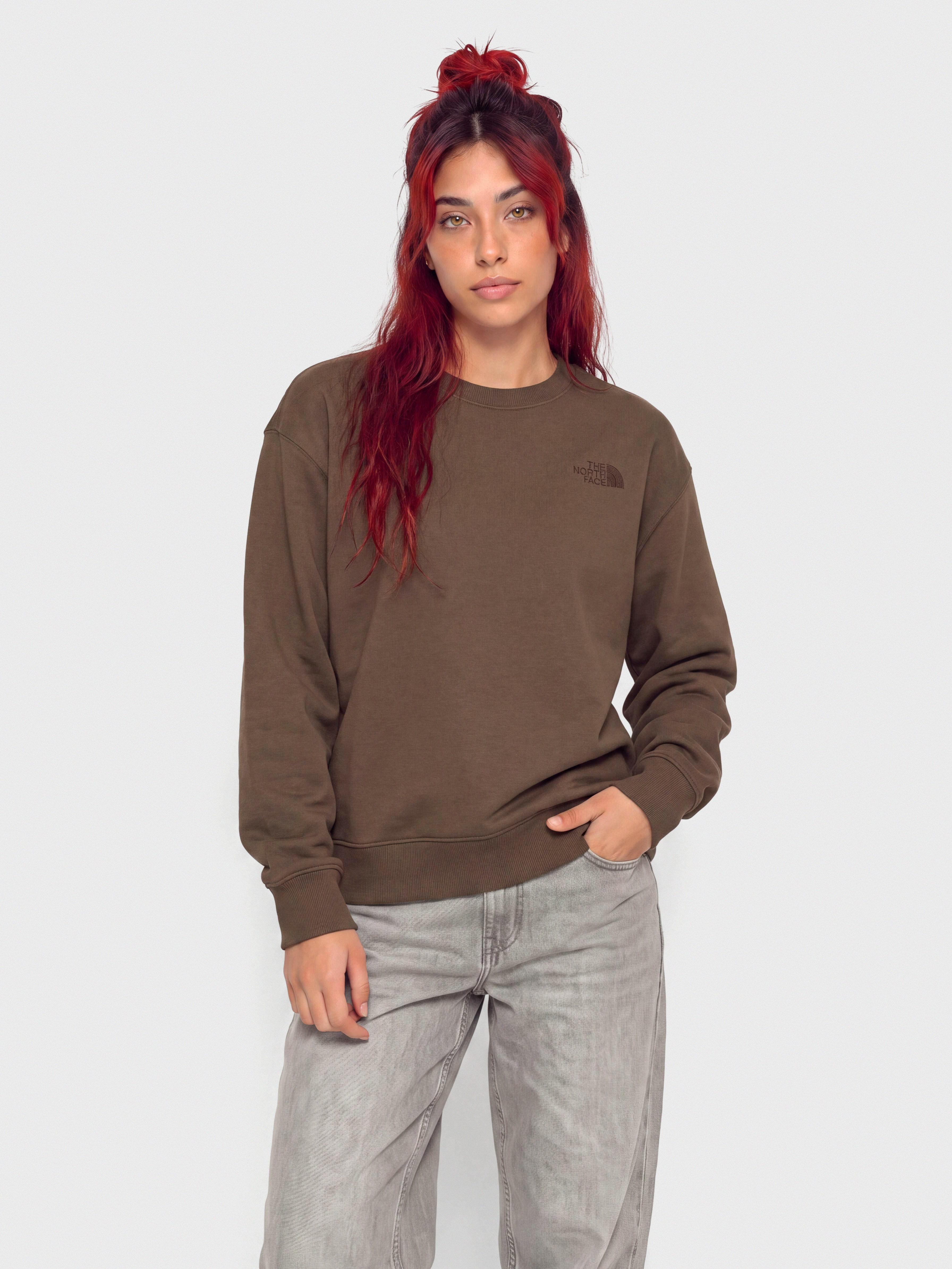 Суитшърт The North Face Essential Simple Dome Boxy Wmn (smokey brown)