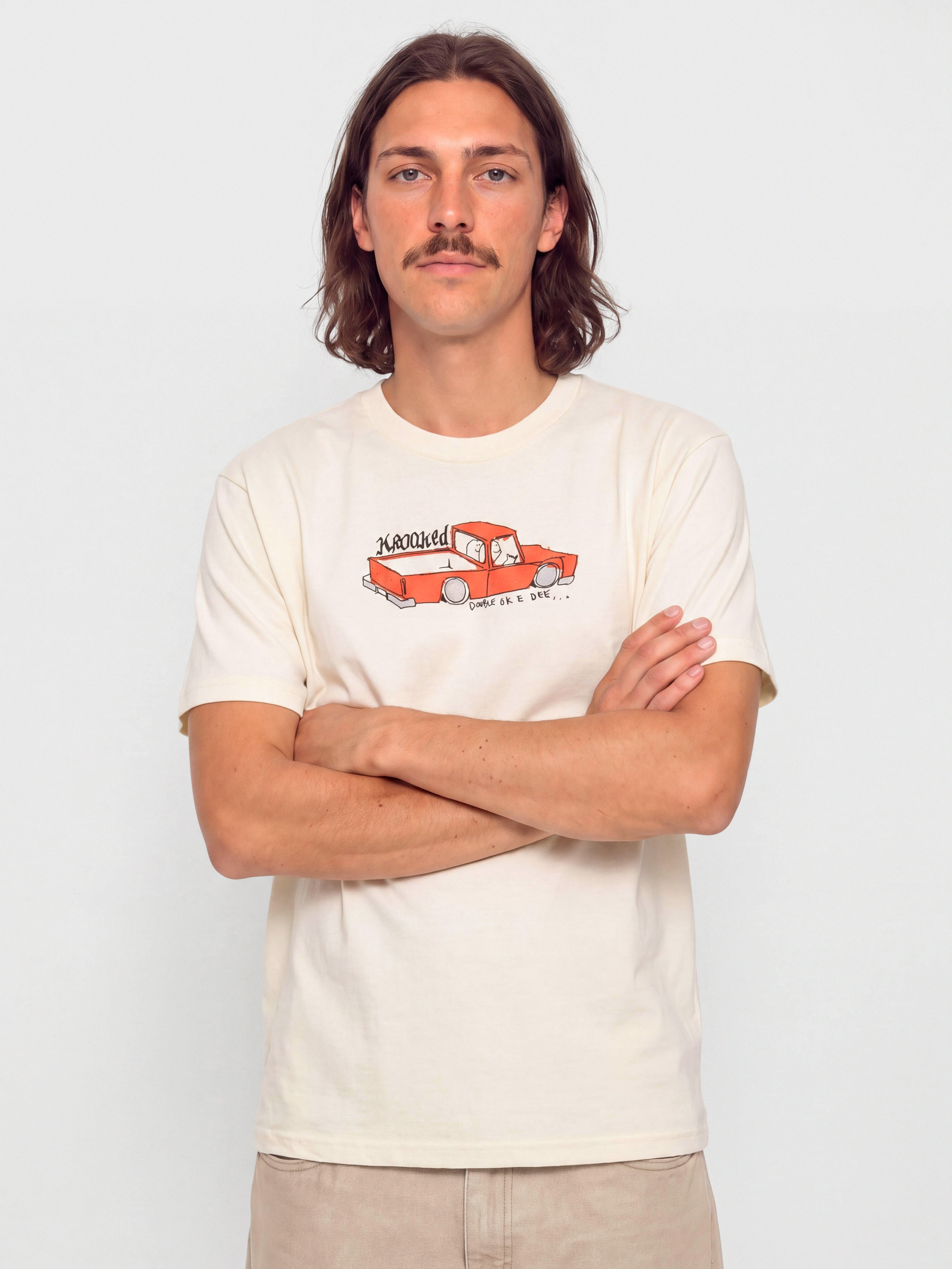 Тениска Krooked Double Ok (cream w/multi color print)