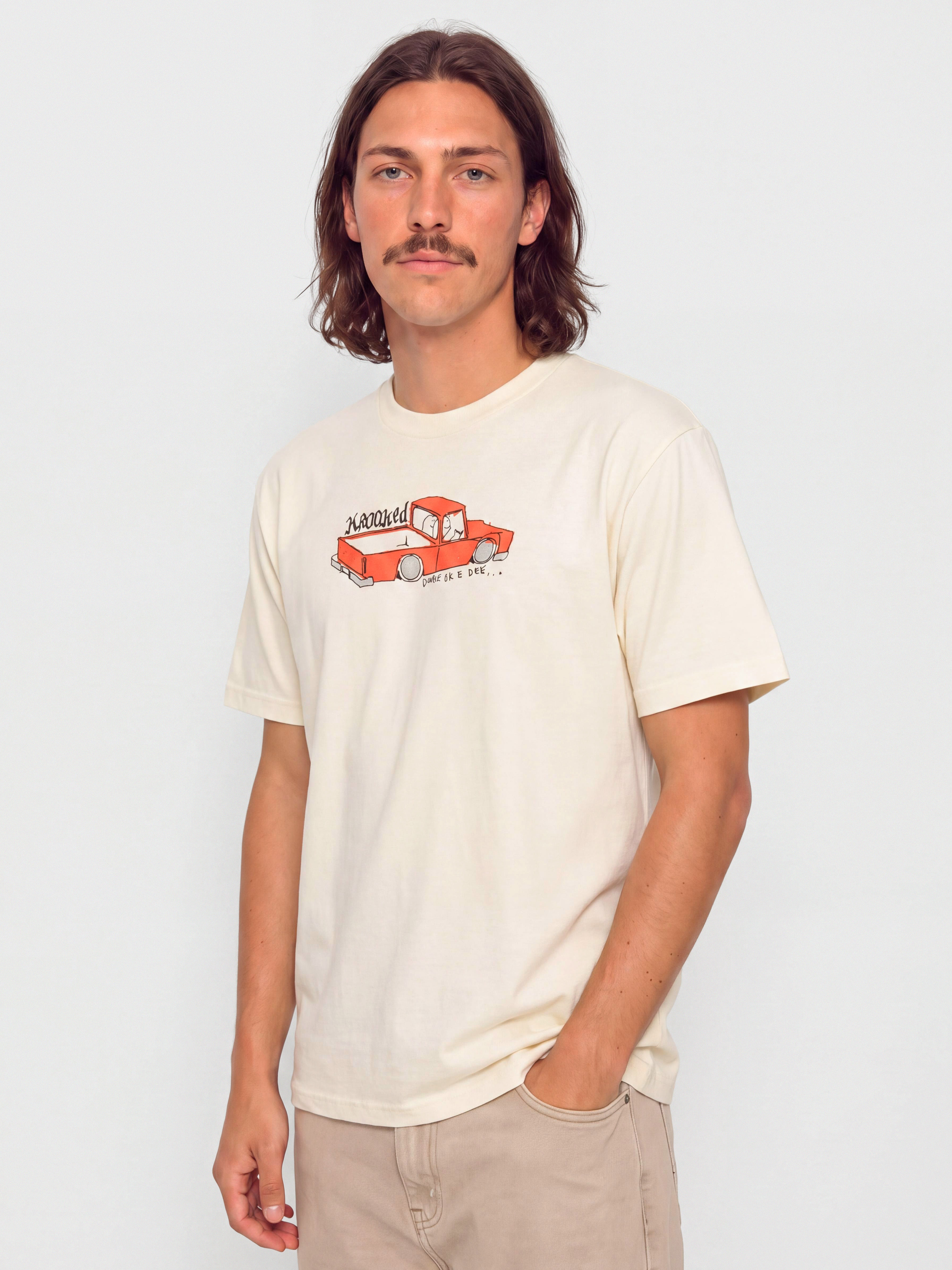 Тениска Krooked Double Ok (cream w/multi color print)