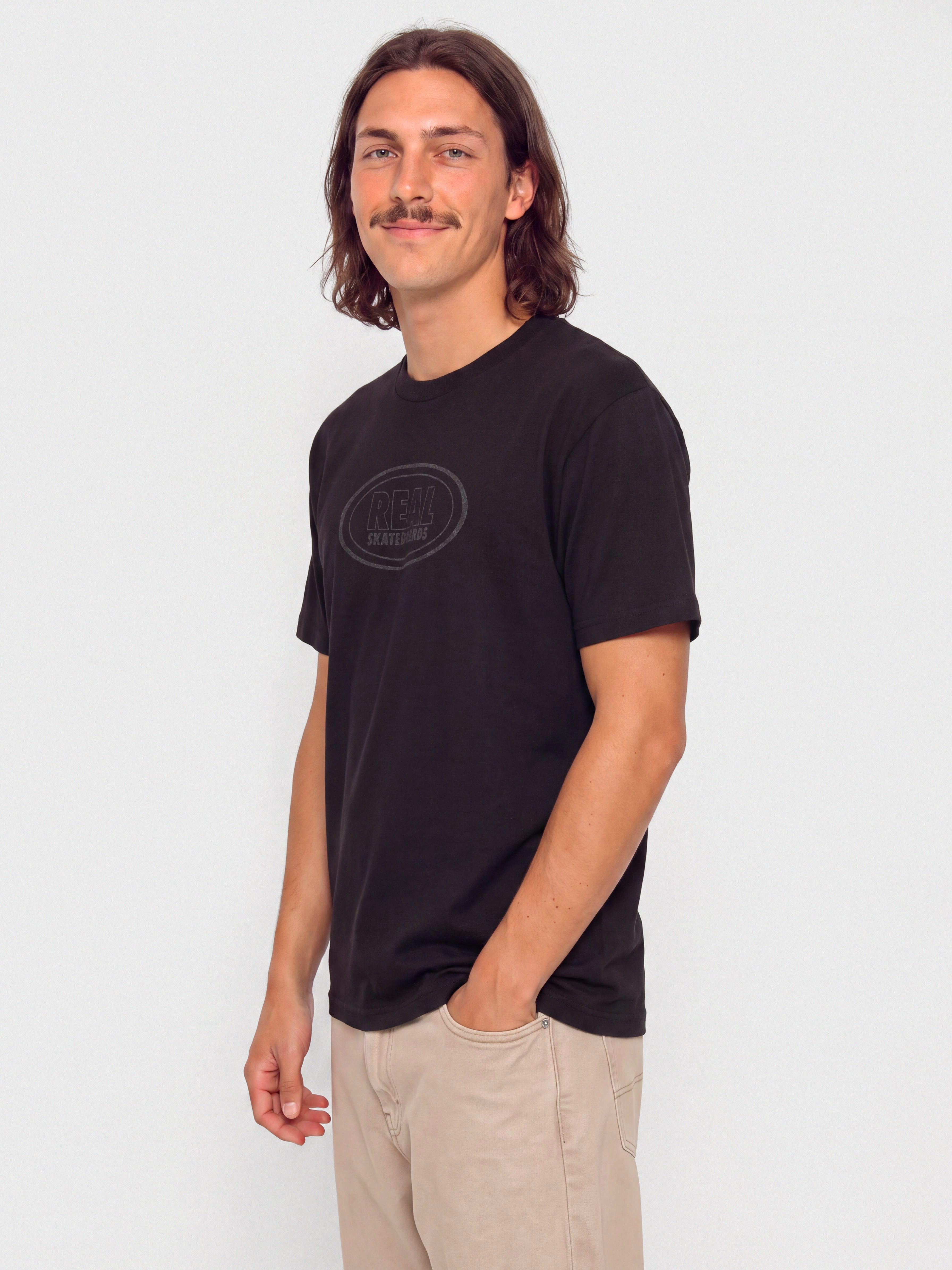 Тениска Real Oval (black w/black tonal print)