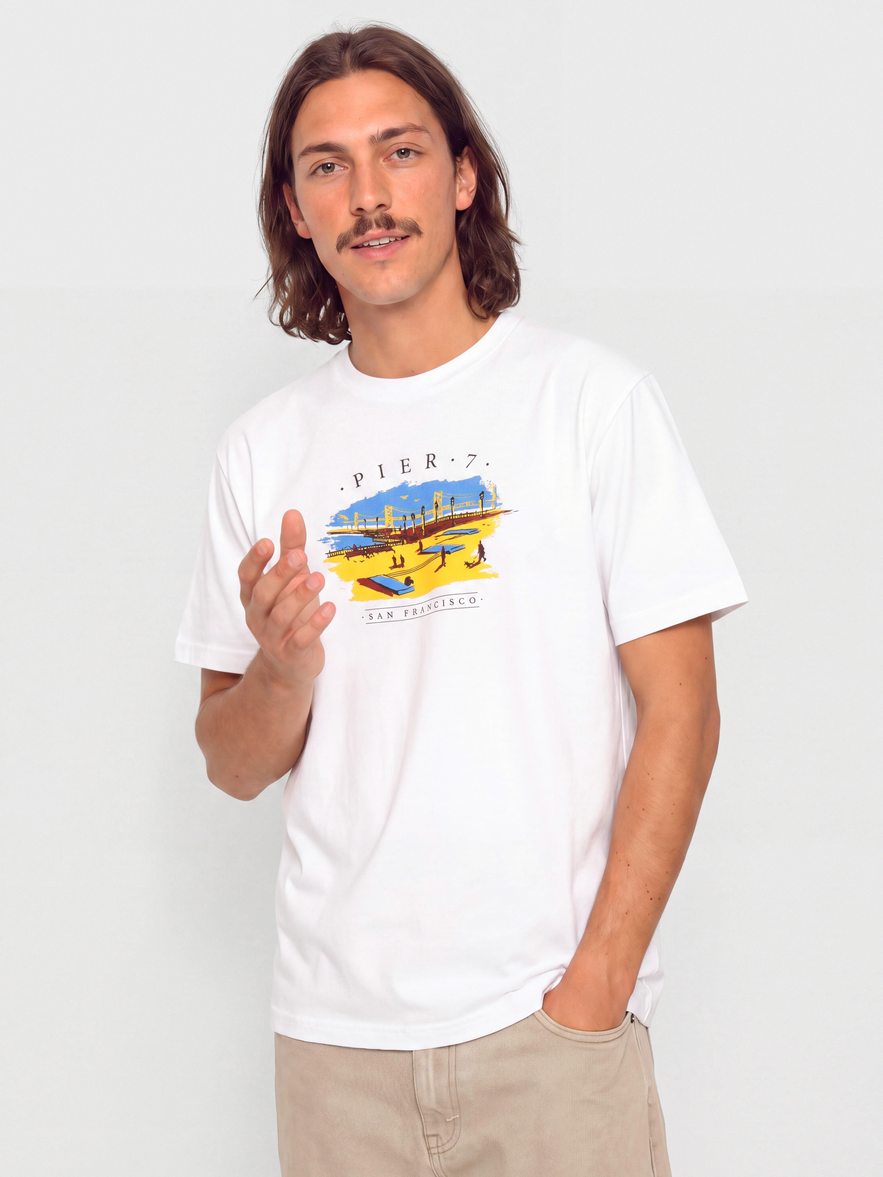 Тениска Real Pier 7 (white w/multi color print)