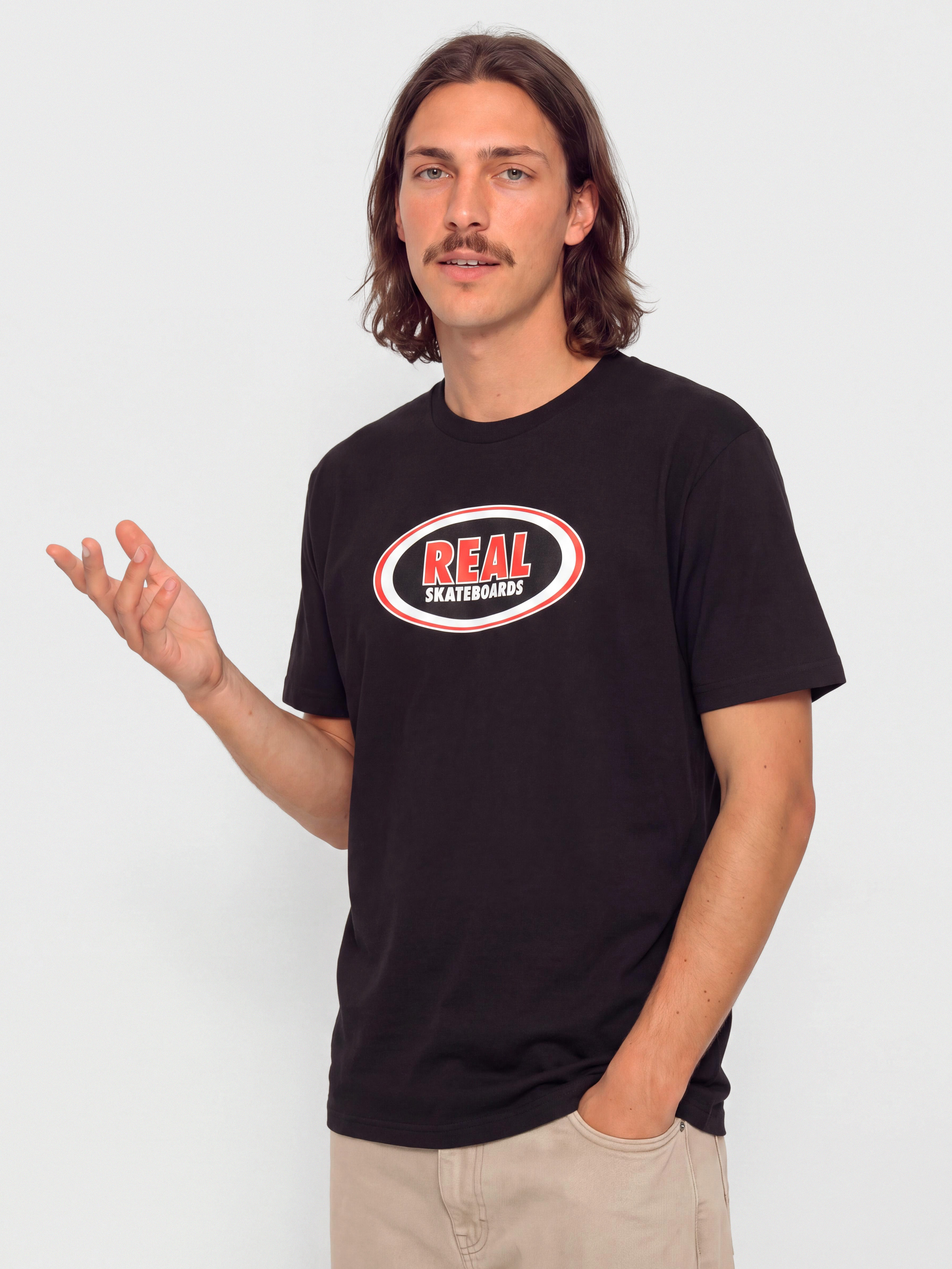 Тениска Real Oval (black w/red white black print)