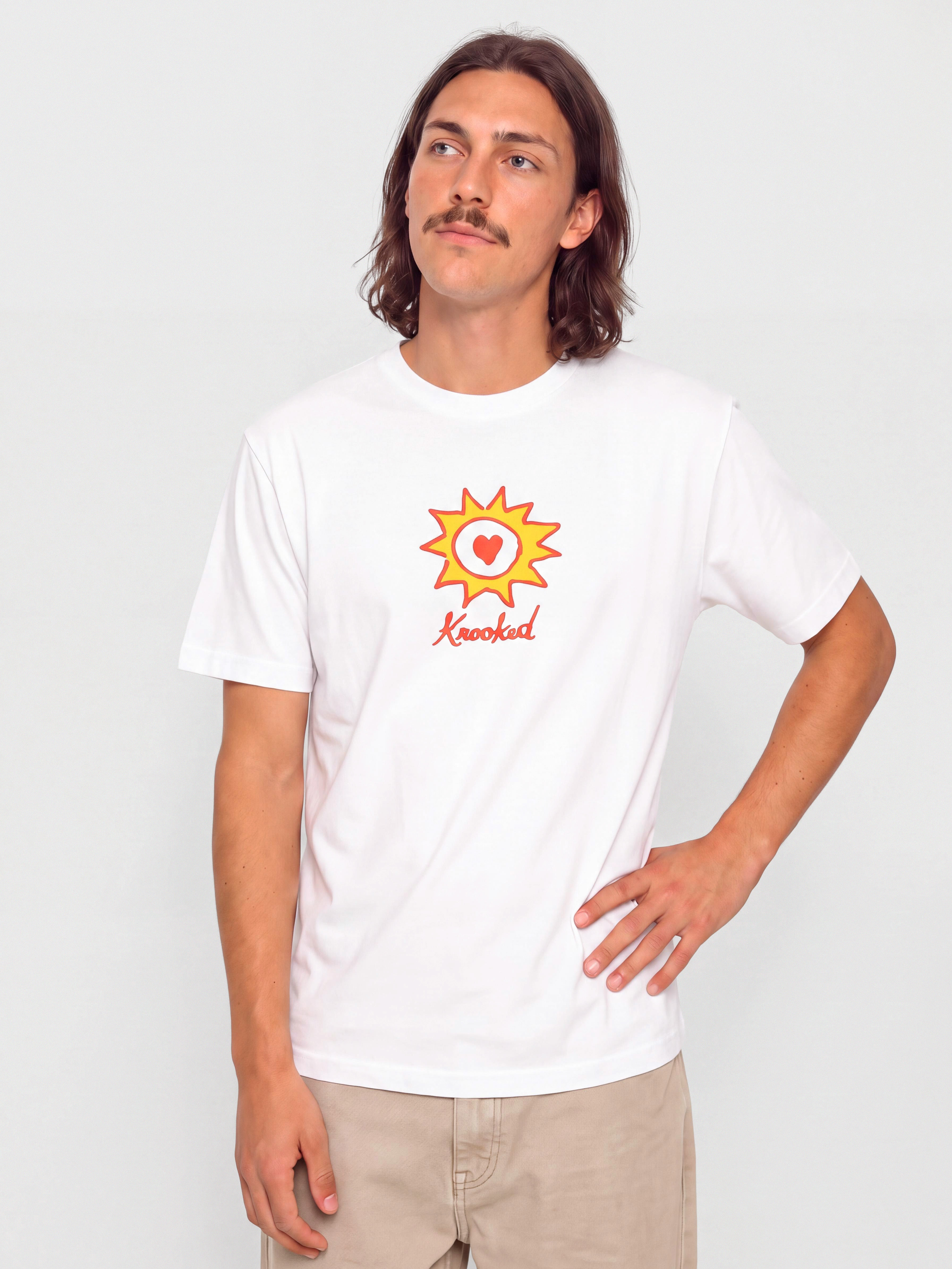 Тениска Krooked Sun Heart (white w/red & yellow print)