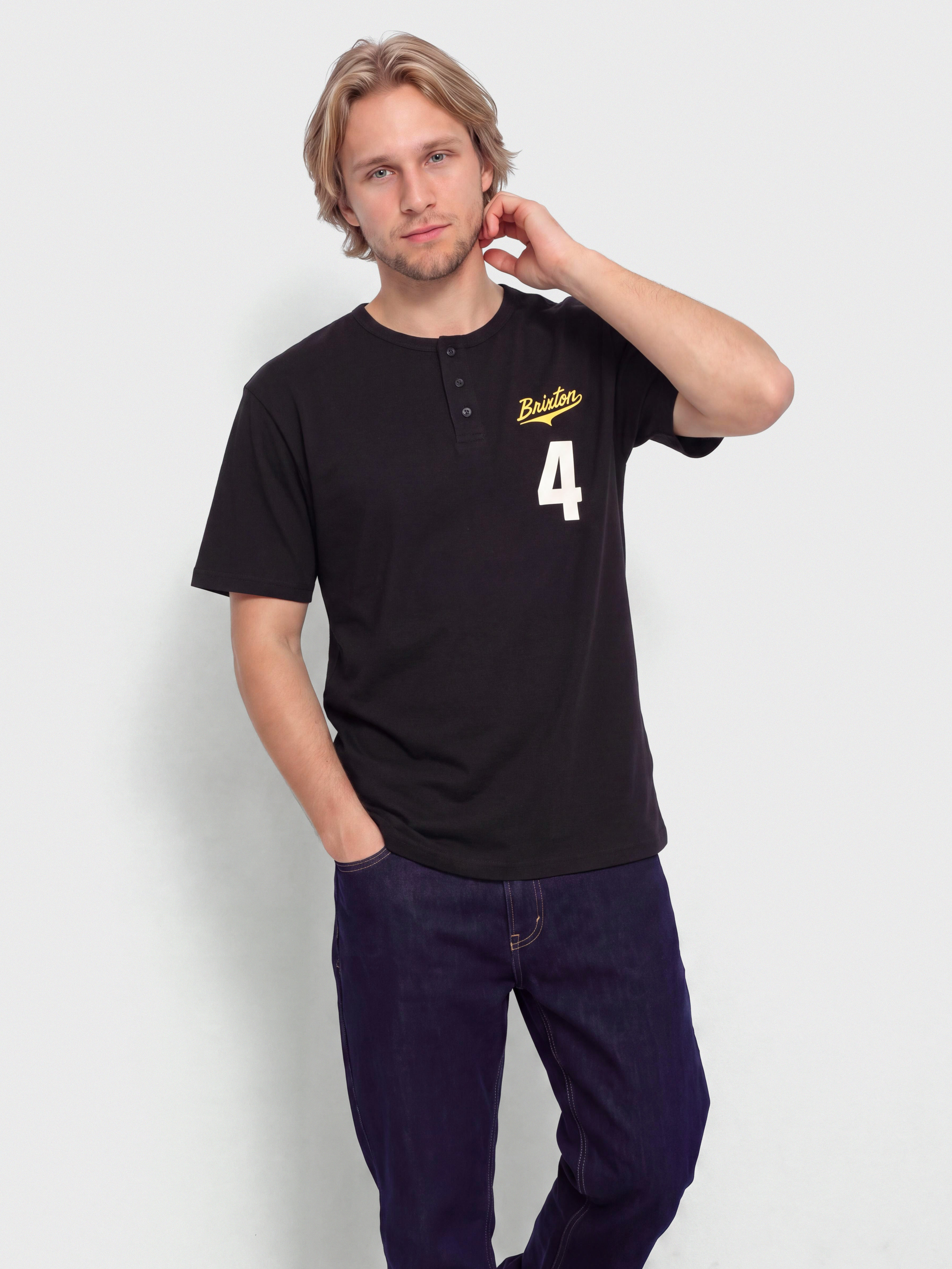Тениска Brixton The League Baseball (black/black)