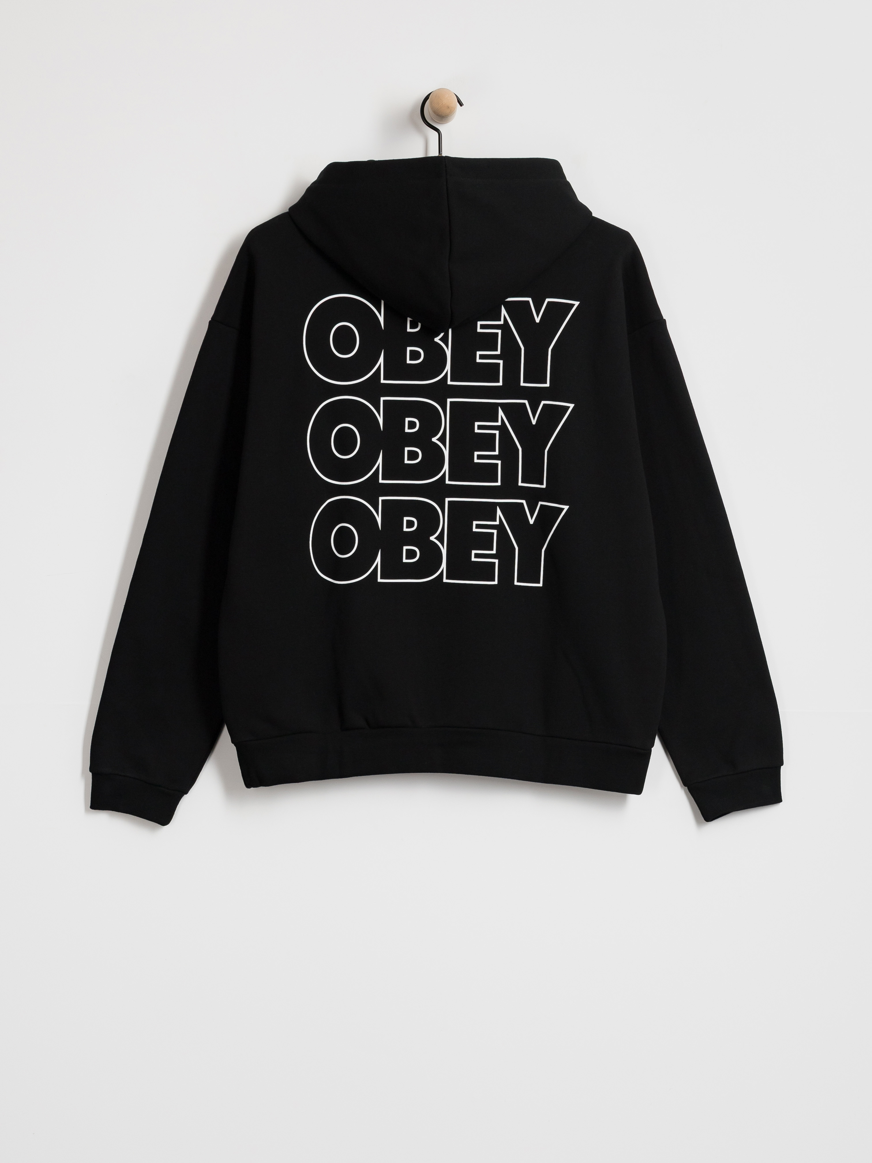 Суитшърт с качулка OBEY Treble Extra Heavy HD (black)