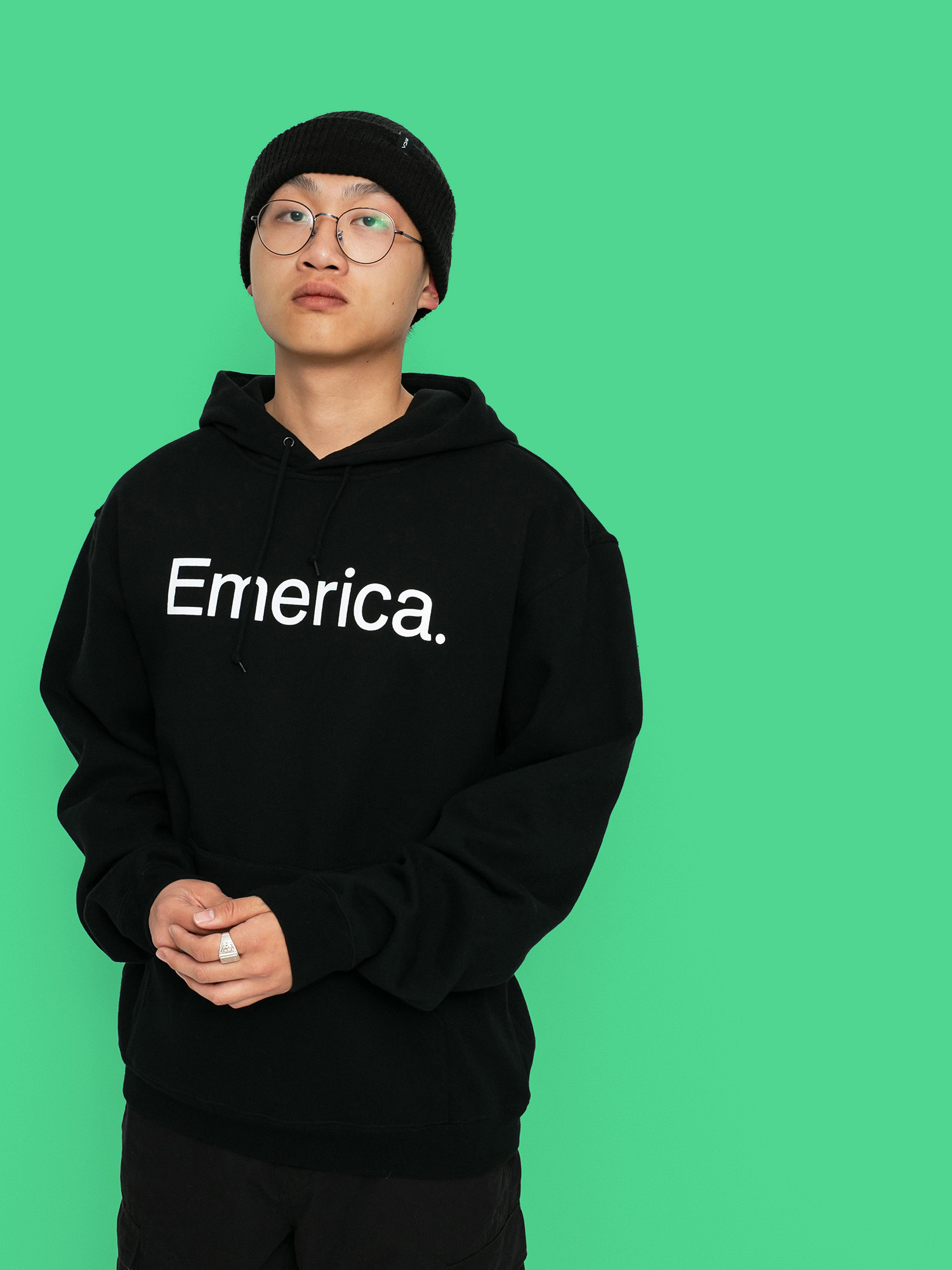 Суитшърт с качулка Emerica Pure Logo HD (black)