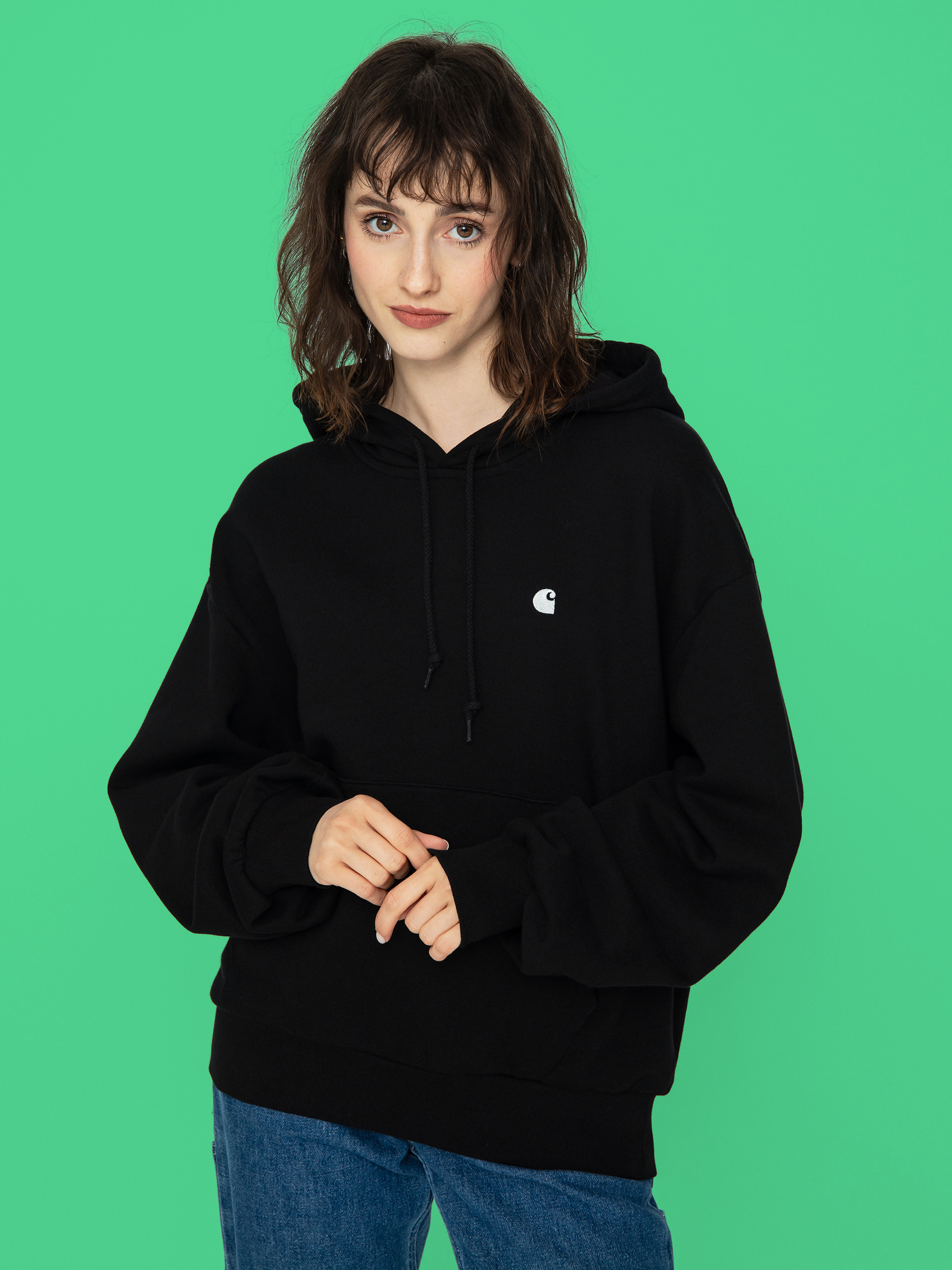 Суитшърт с качулка Carhartt WIP Casey HD Wmn (black/silver)
