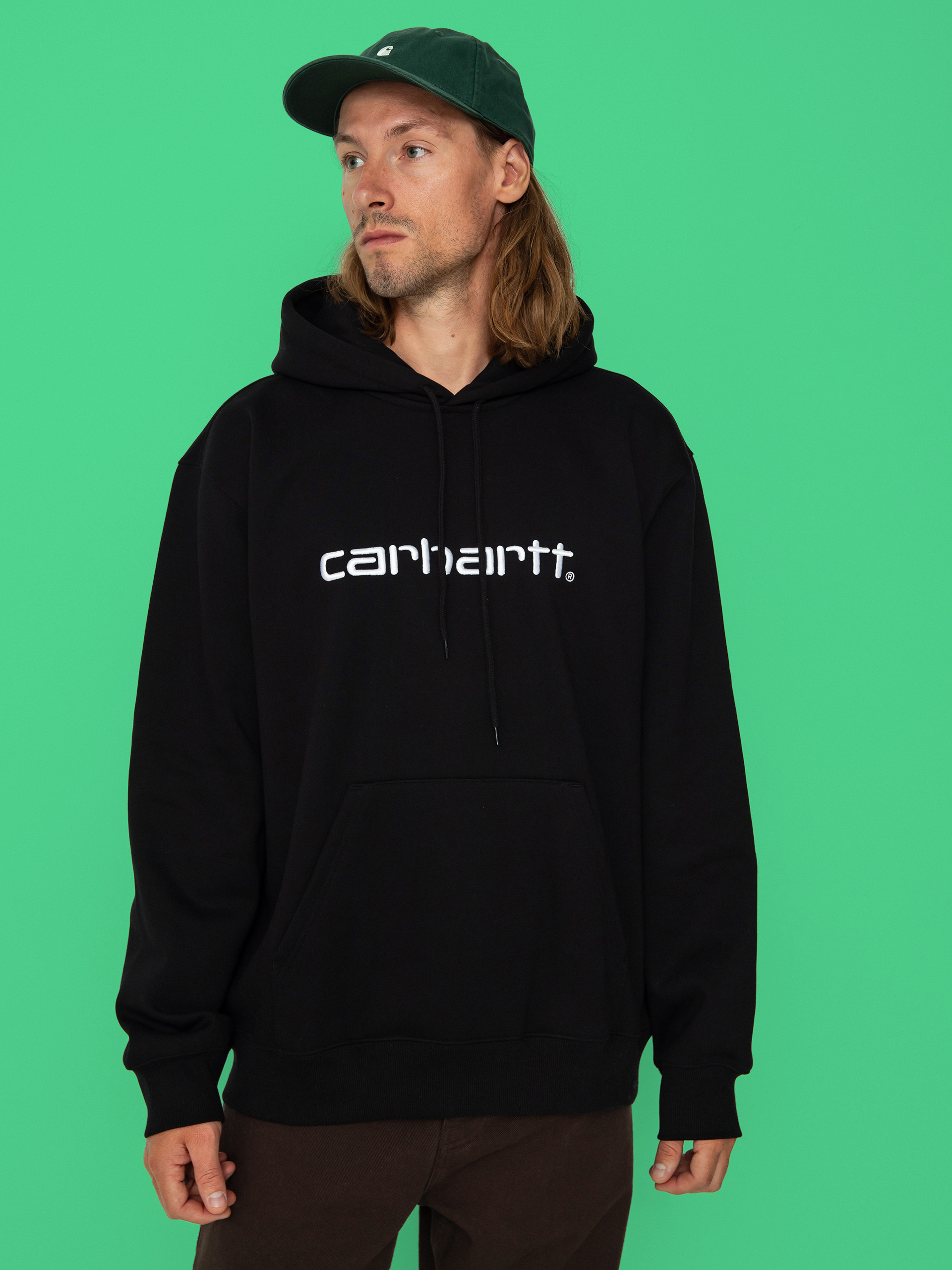 Суитшърт с качулка Carhartt WIP Carhartt HD (black/white)