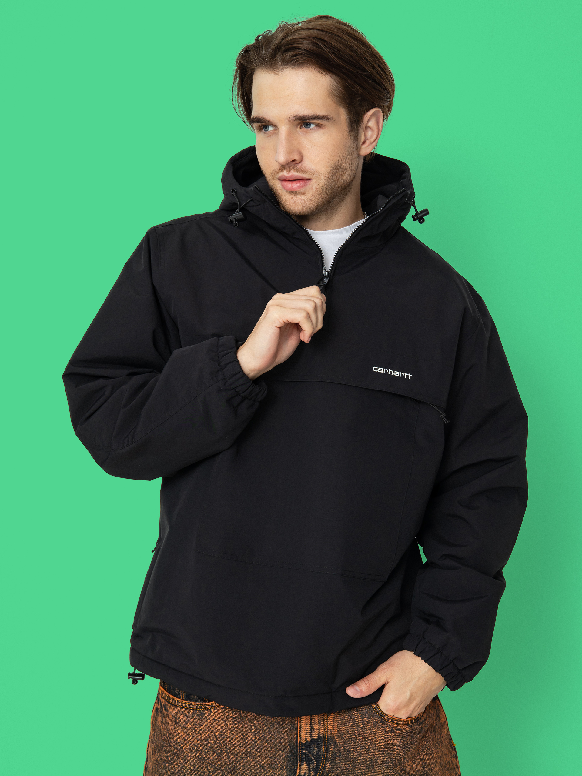 Яке Carhartt WIP Windbreaker Pullover (black/white)