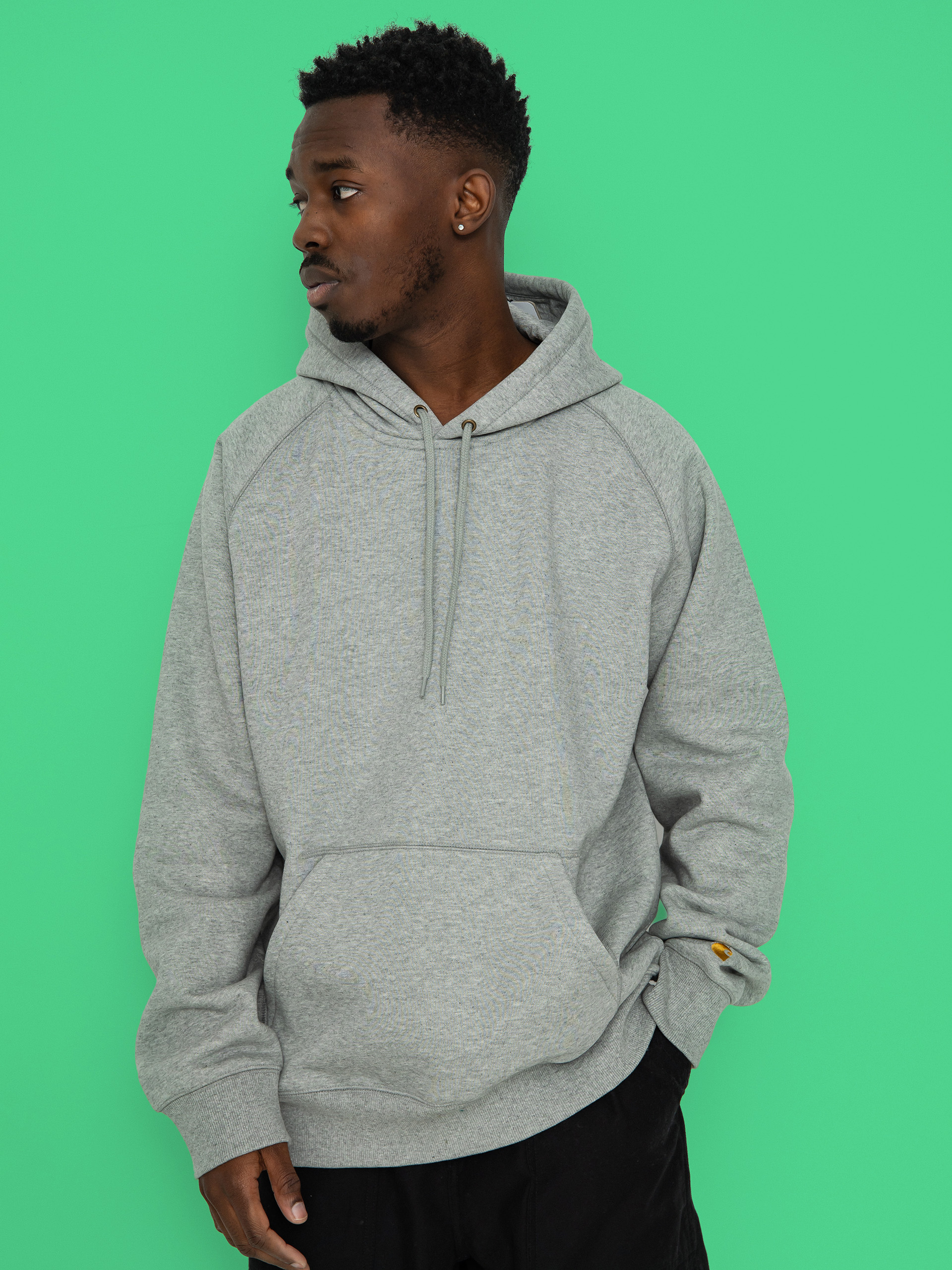 Суитшърт с качулка Carhartt WIP Chase HD (grey heather/gold)